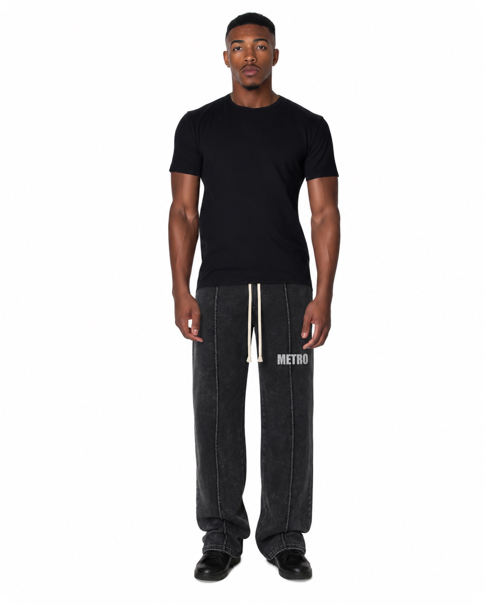 METRO Ash Route Wide Sweatpants front product view on a white background