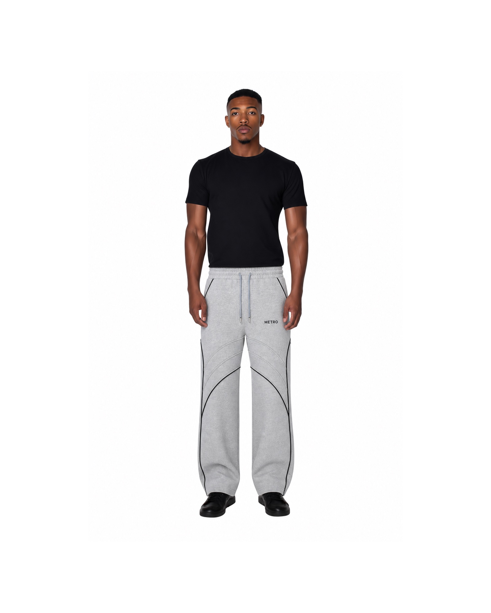 METRO Silver Leaf Panel Trousers front product view on a white background