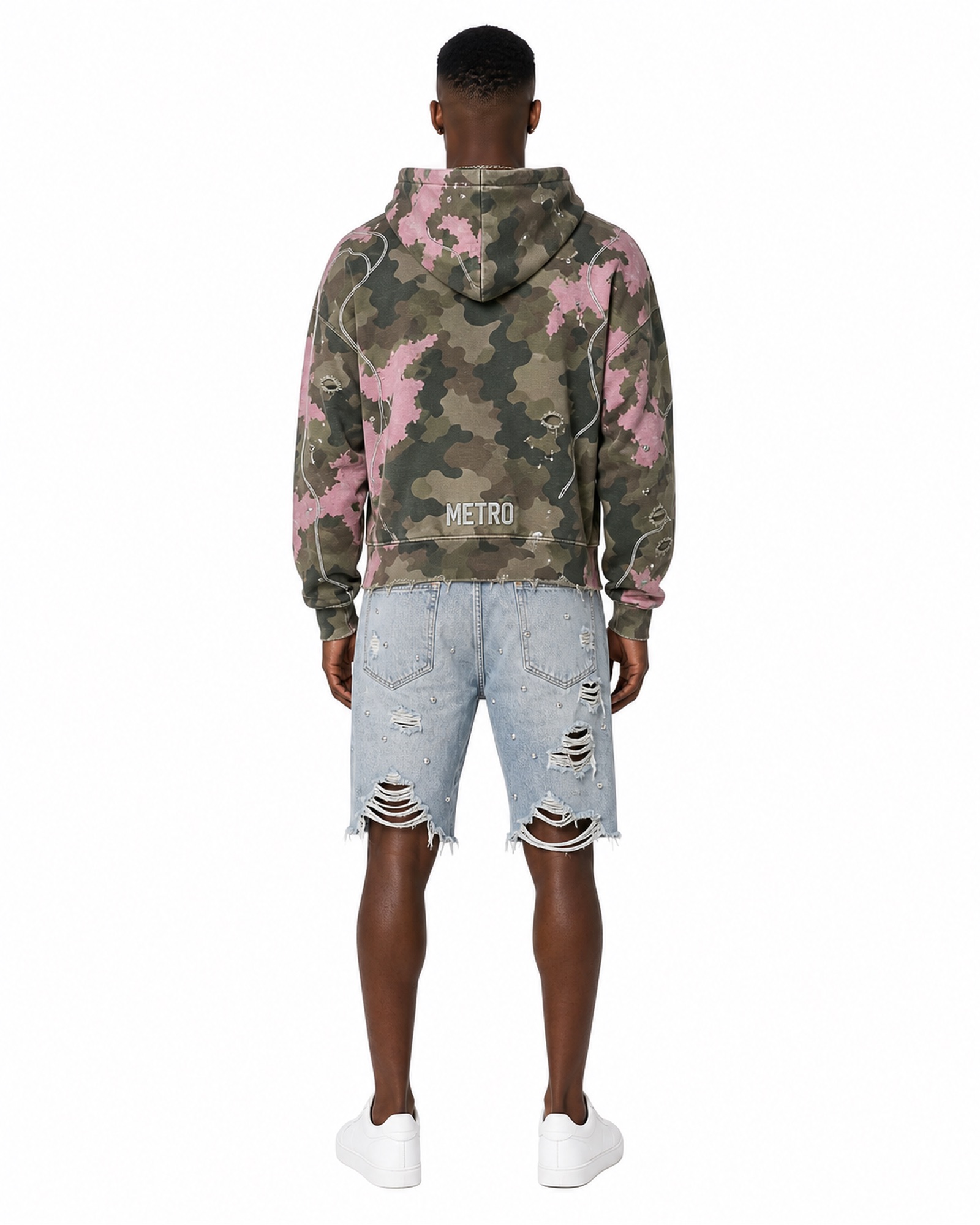 METRO Rose Moss Hoodie Set back product view on a white background