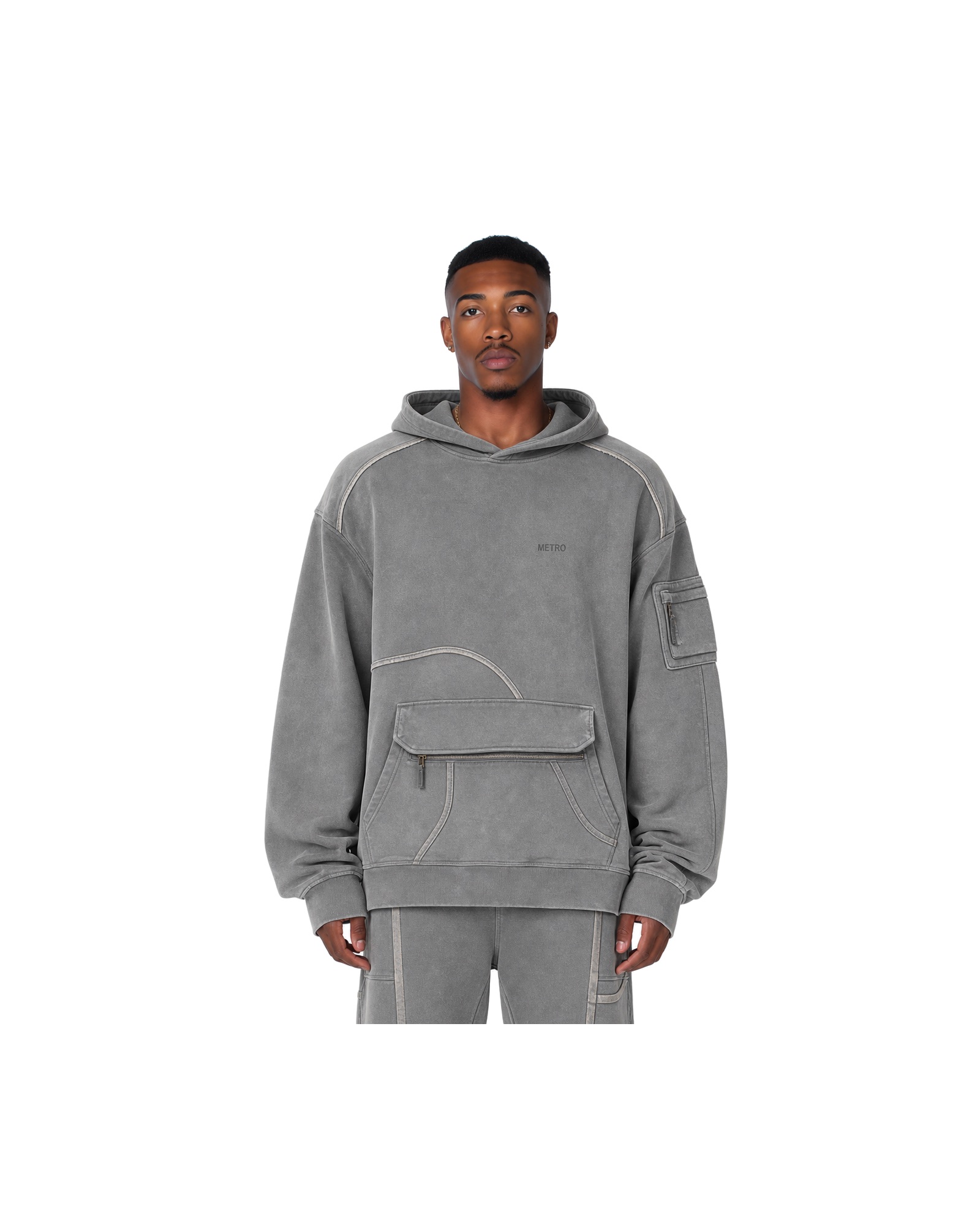 METRO Cement Cargo Hoodie front product view on a white background