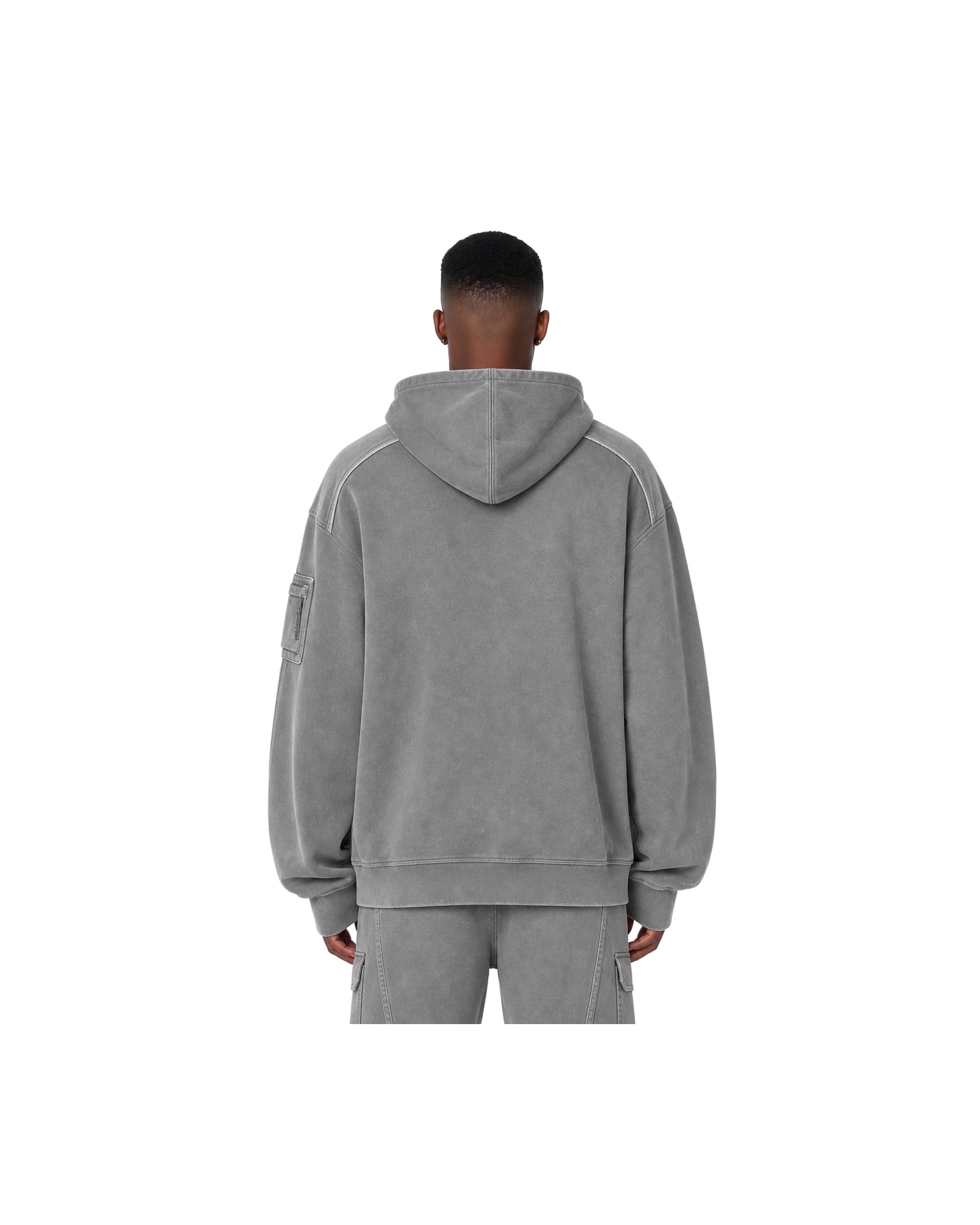 METRO Cement Cargo Hoodie back product view on a white background