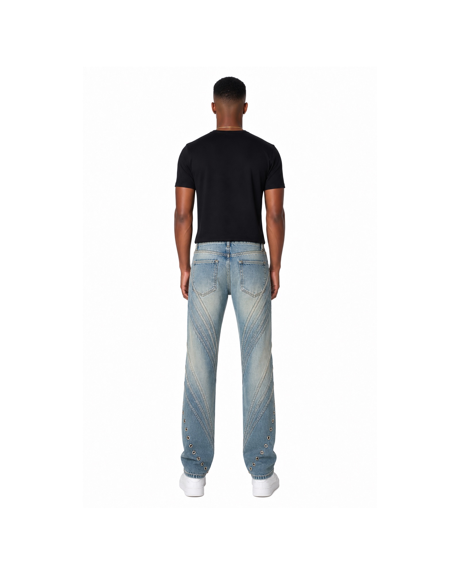 METRO Mistwash Straight Jeans back product view on a white background