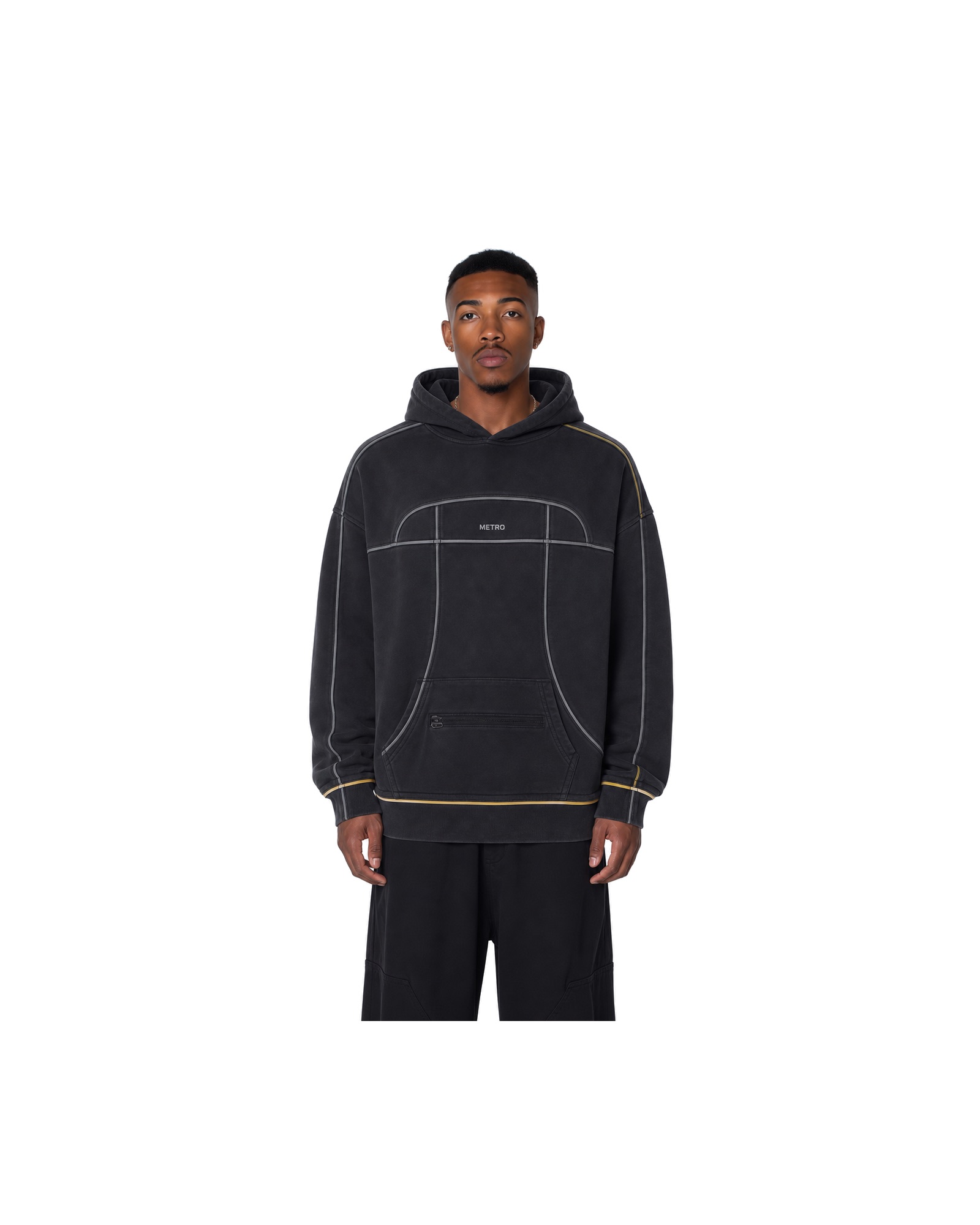 METRO Night Transit Hoodie front product view on a white background