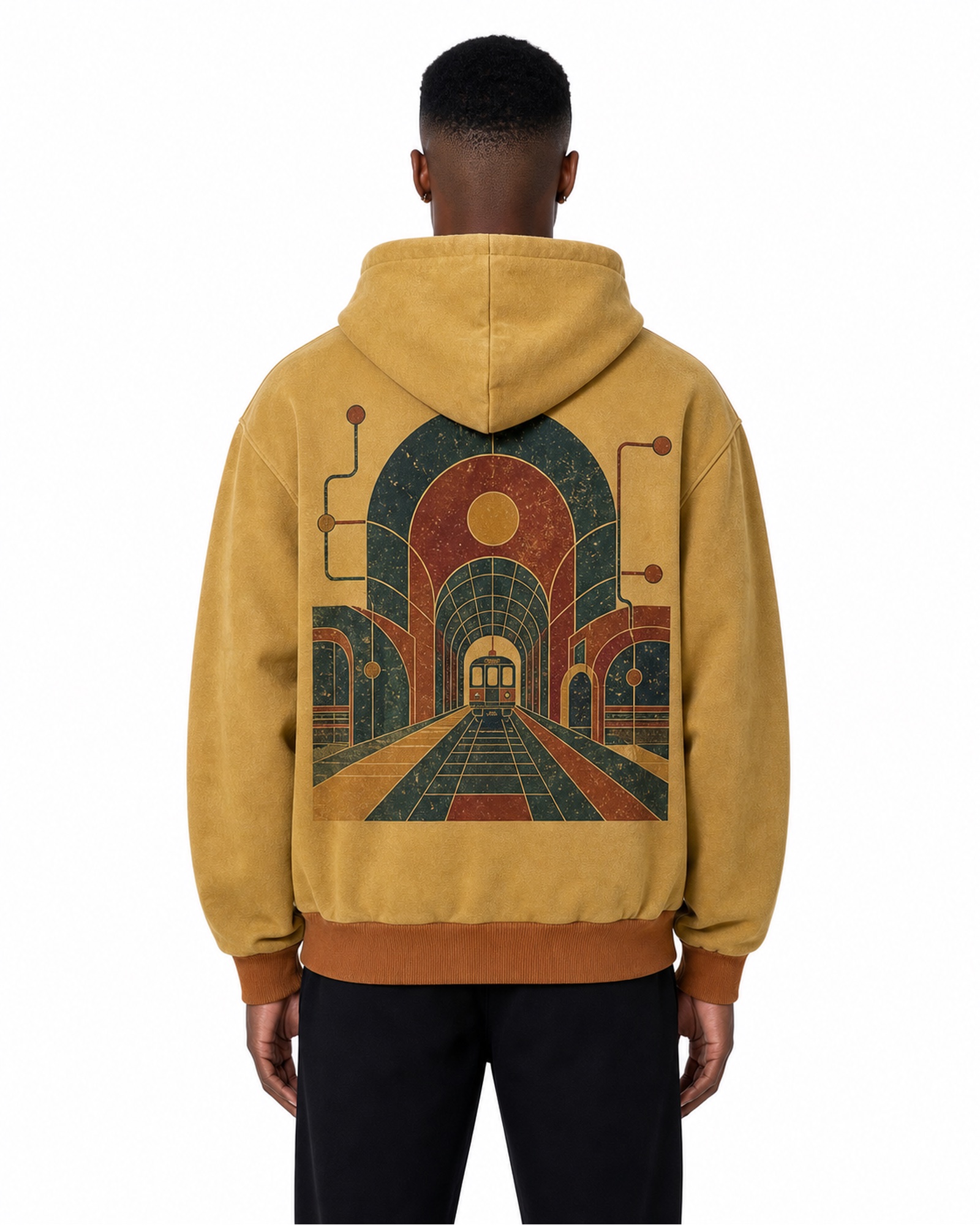 METRO Amber Arcade Zip Hoodie back product view on a white background