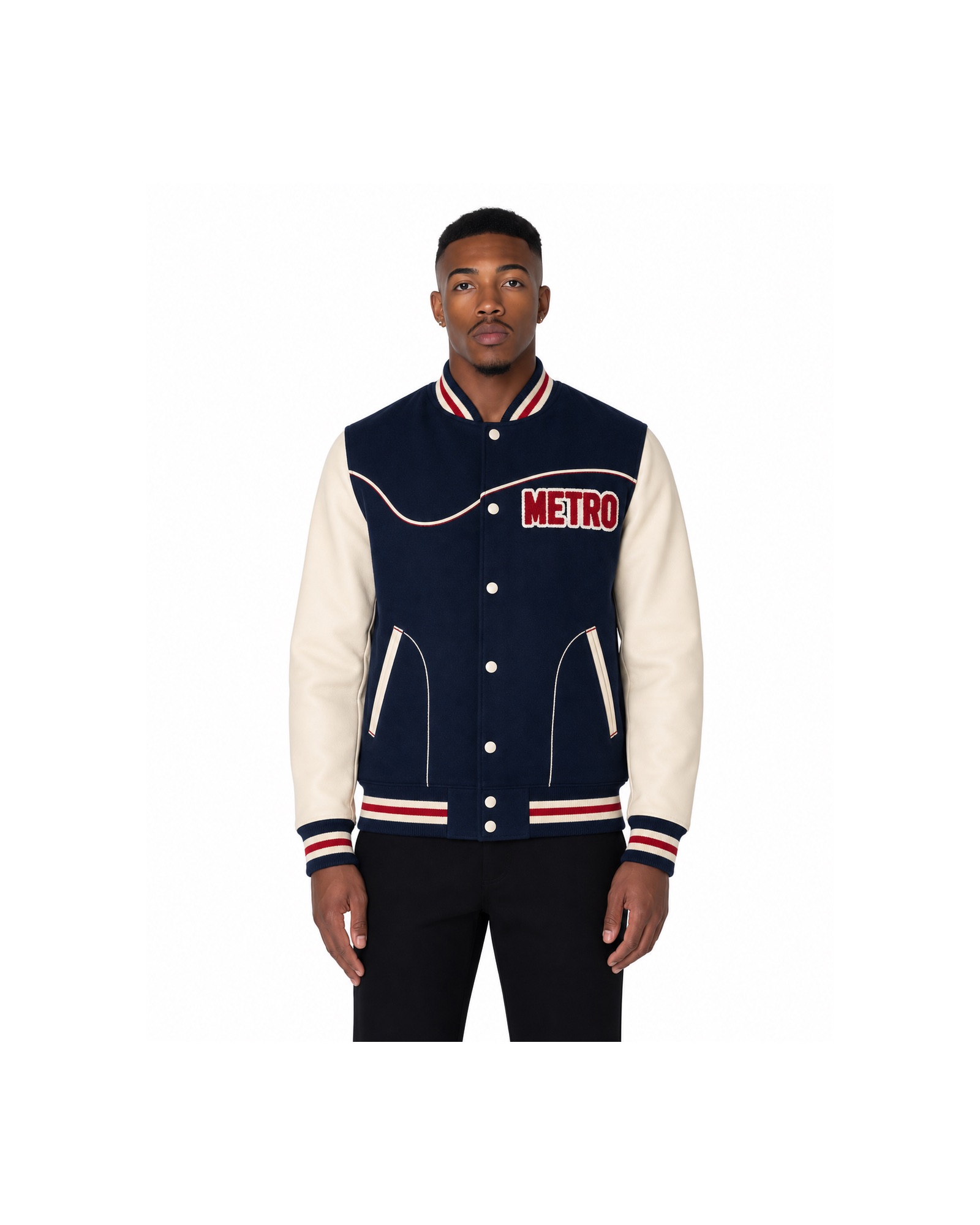 METRO Heritage Line Varsity Jacket front product view on a white background