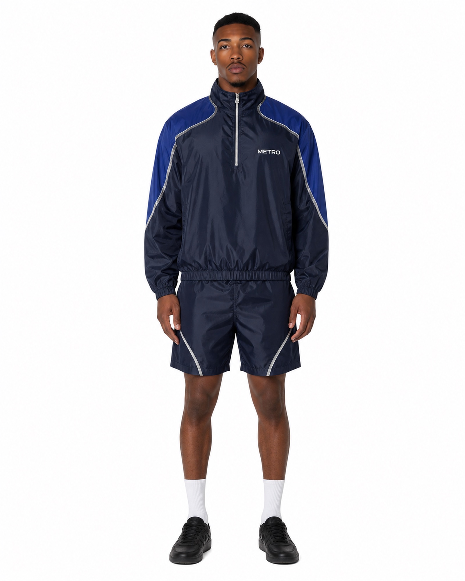 METRO Navy Spur Windbreaker Set front product view on a white background