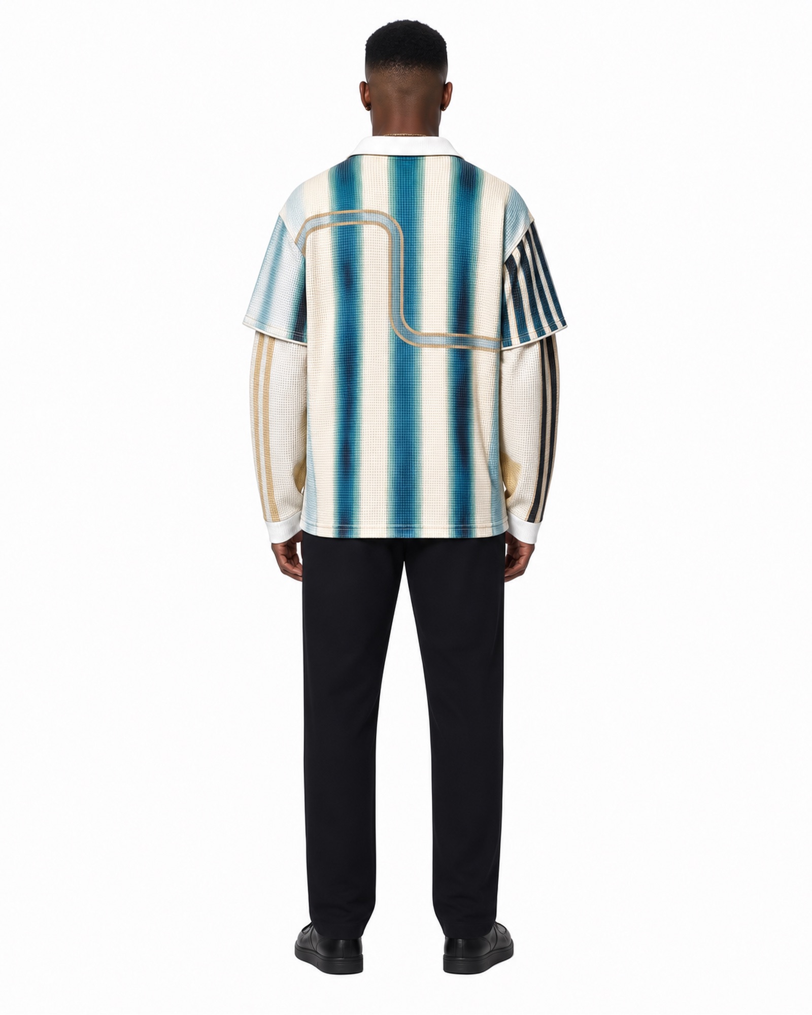 METRO Seaside Stripe Zip Jacket back product view on a white background