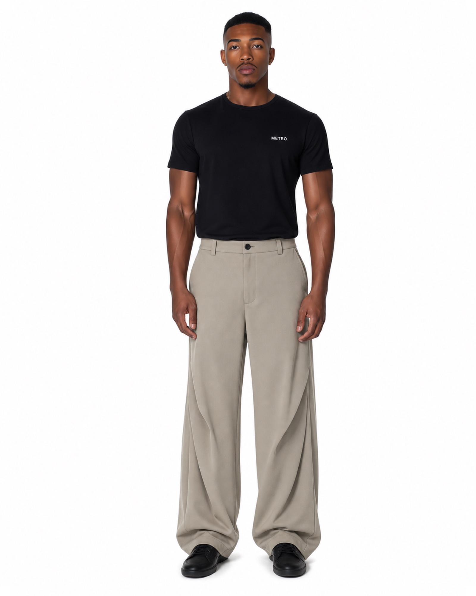 METRO Stone Concourse Trousers front product view on a white background