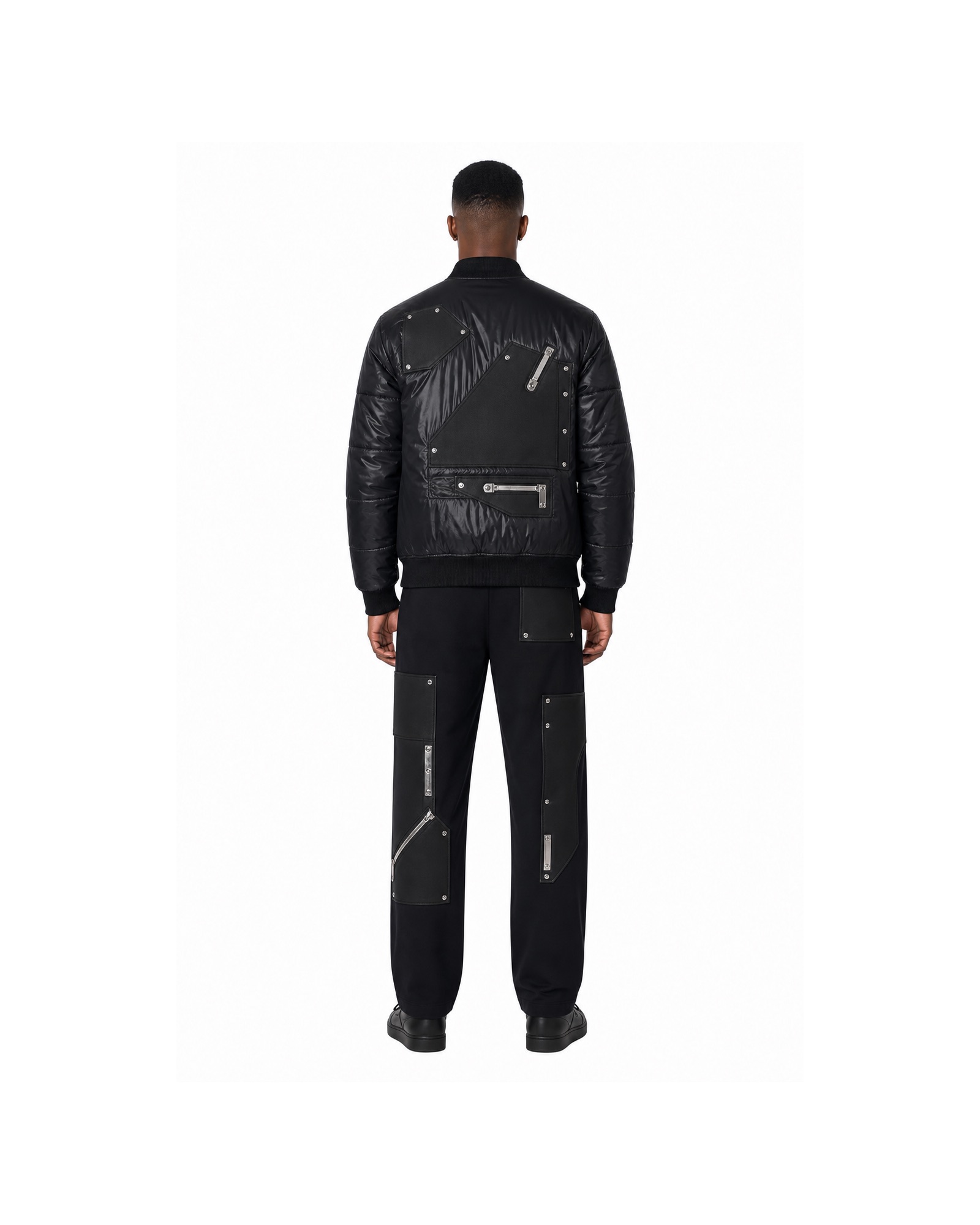 METRO Black Service Denim Set back product view on a white background