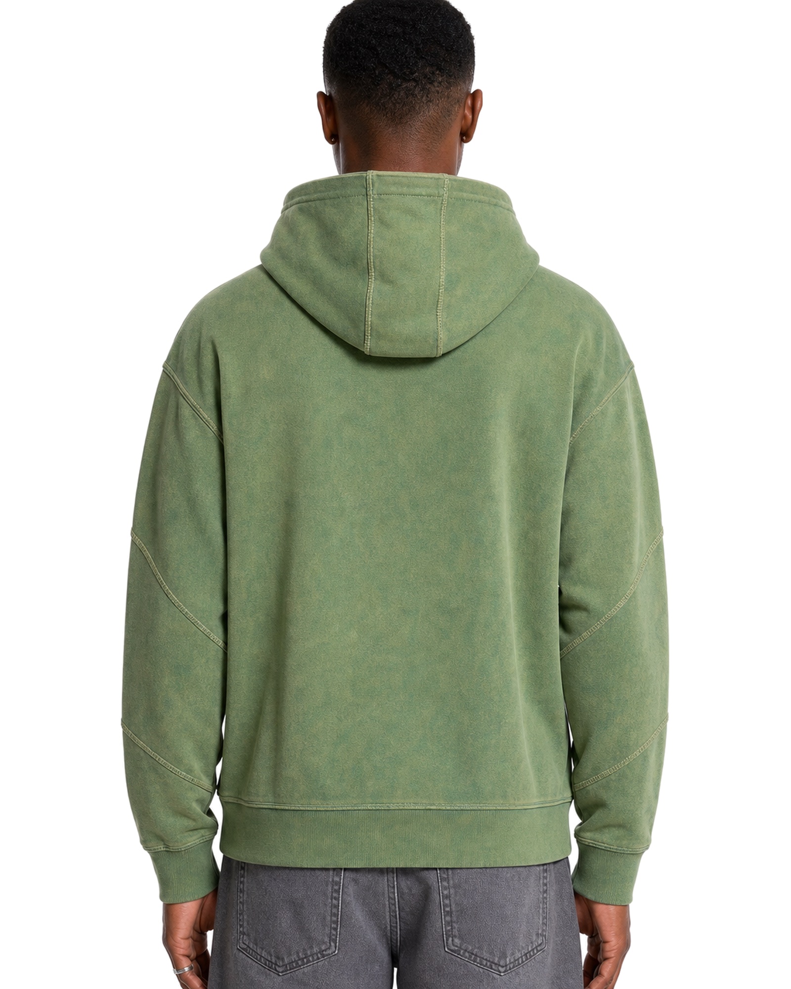 METRO Moss Platform Hoodie back product view on a white background