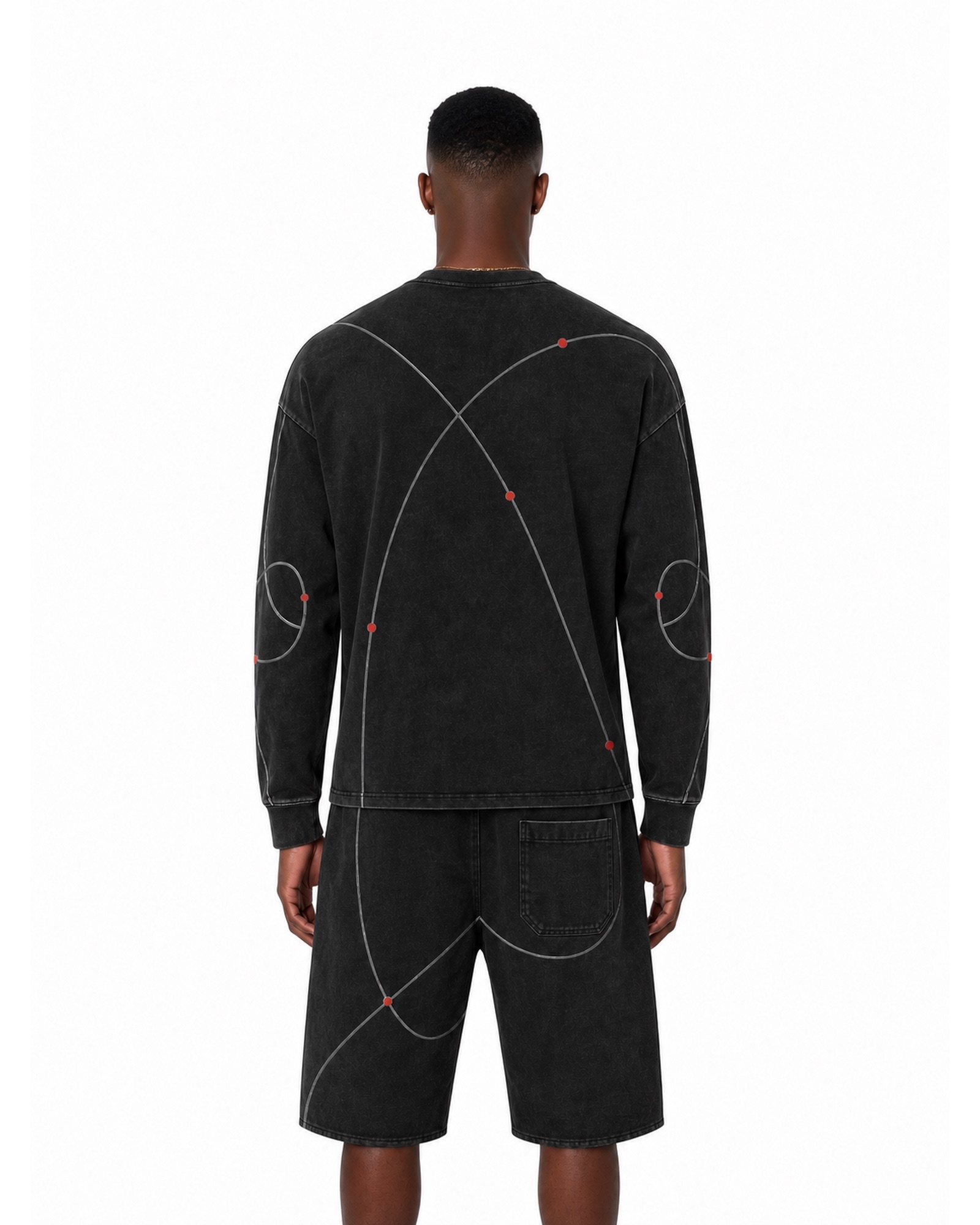 METRO Black Orbit Short Set back product view on a white background