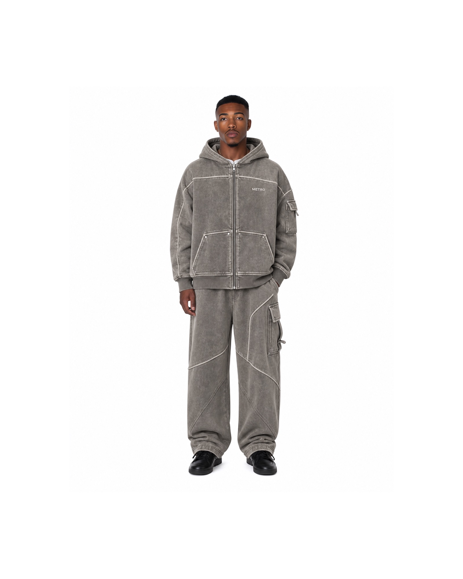 METRO Concrete Grid Tracksuit front product view on a white background