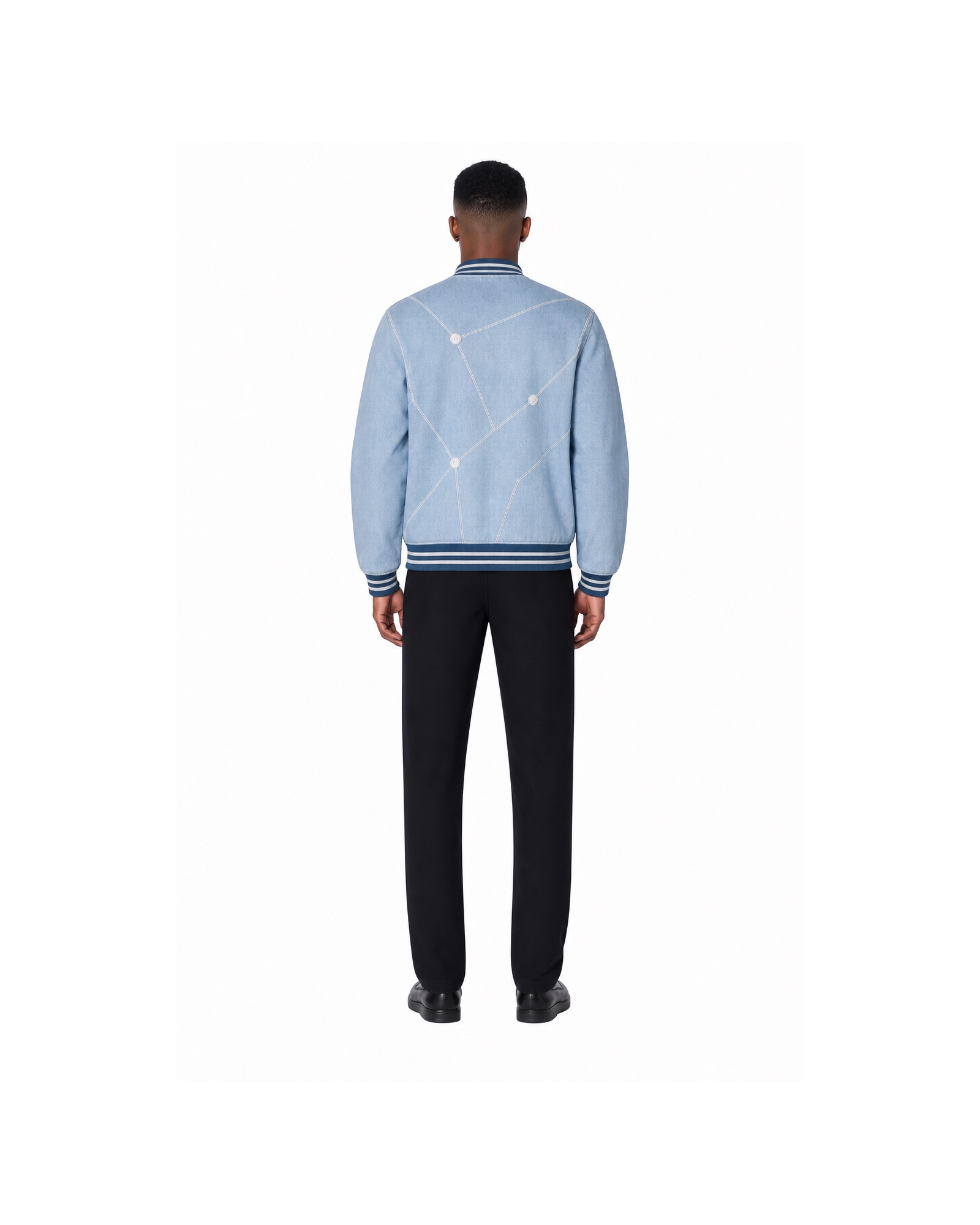 METRO Skyline Bomber Jacket back product view on a white background