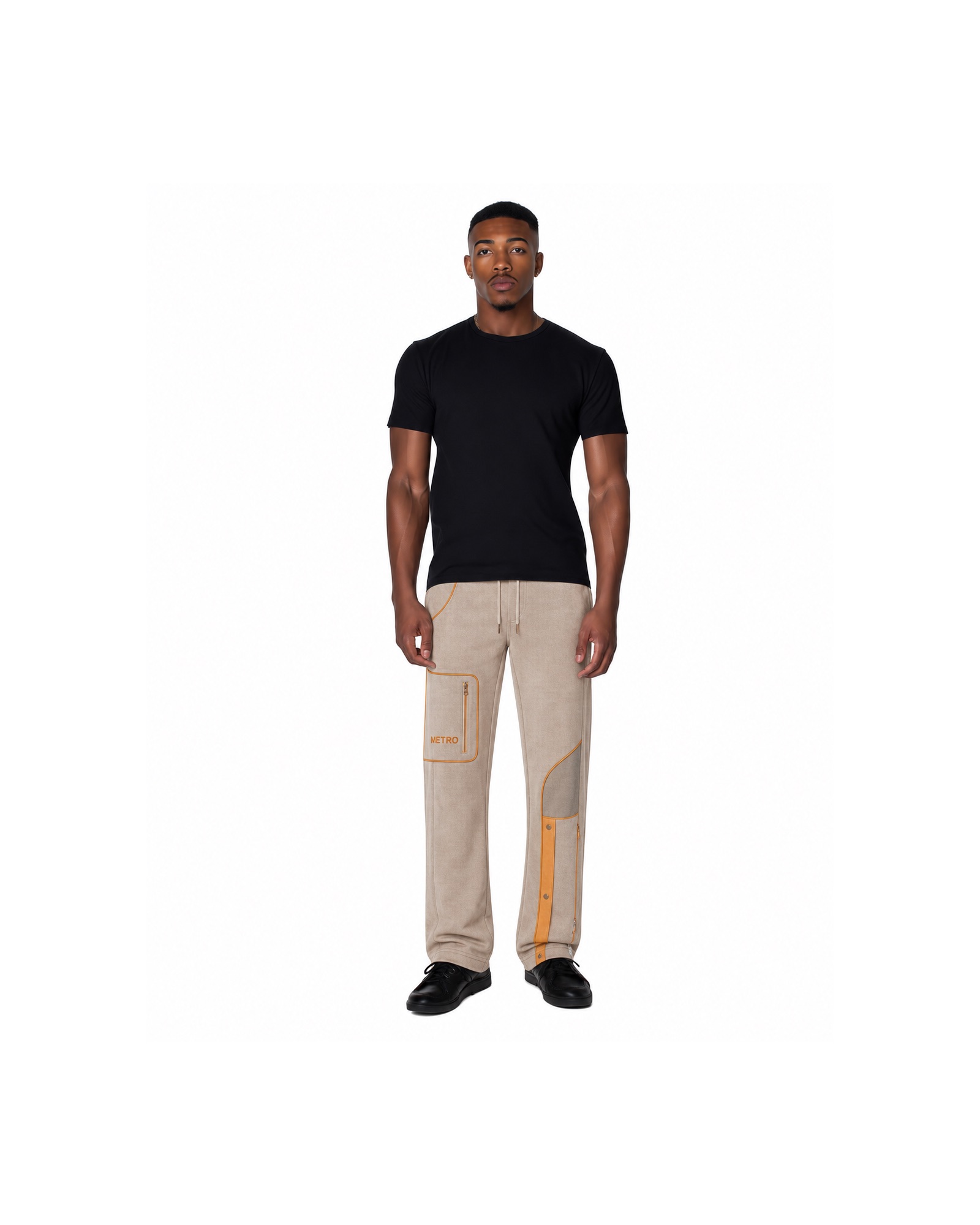 METRO Sand Patchline Utility Joggers front product view on a white background