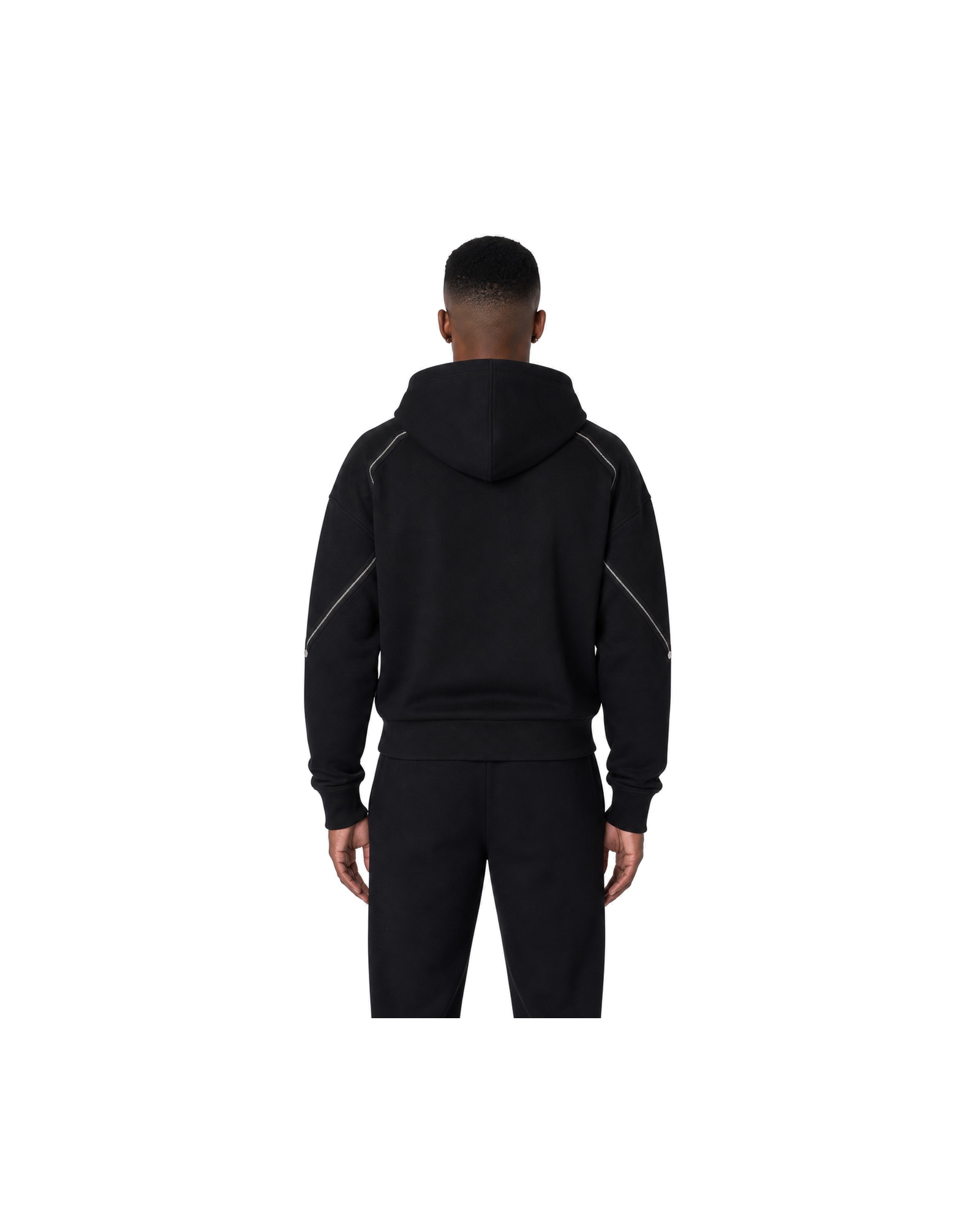 METRO Black Gate Utility Hoodie back product view on a white background