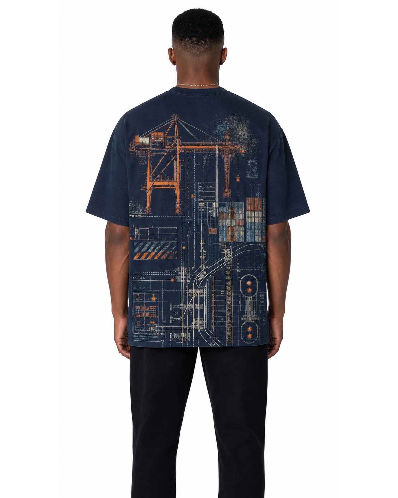 METRO Midnight Circuit Graphic Tee back product view on a white background