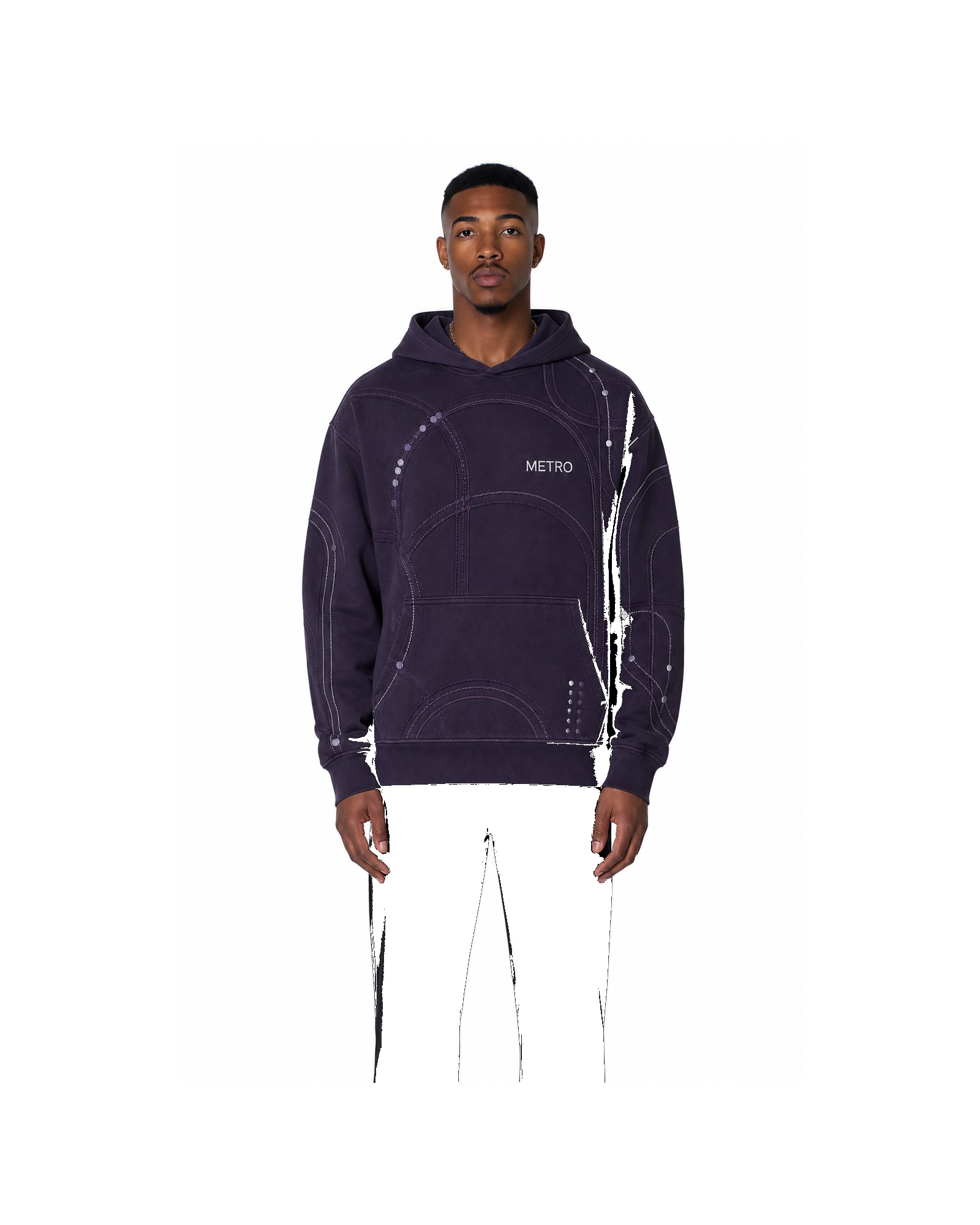 METRO Violet Switchline Hoodie front product view on a white background