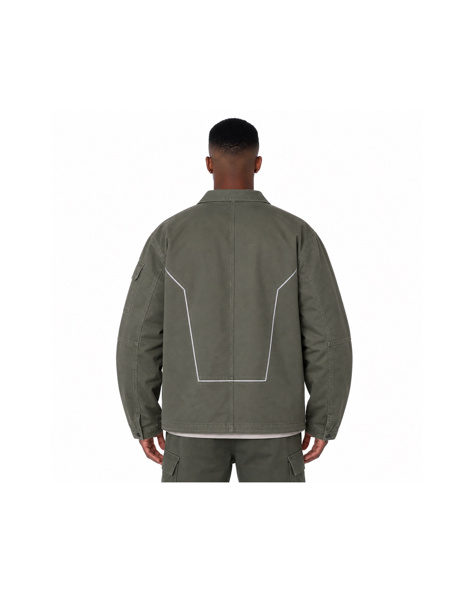 METRO Olive Switch Field Jacket back product view on a white background