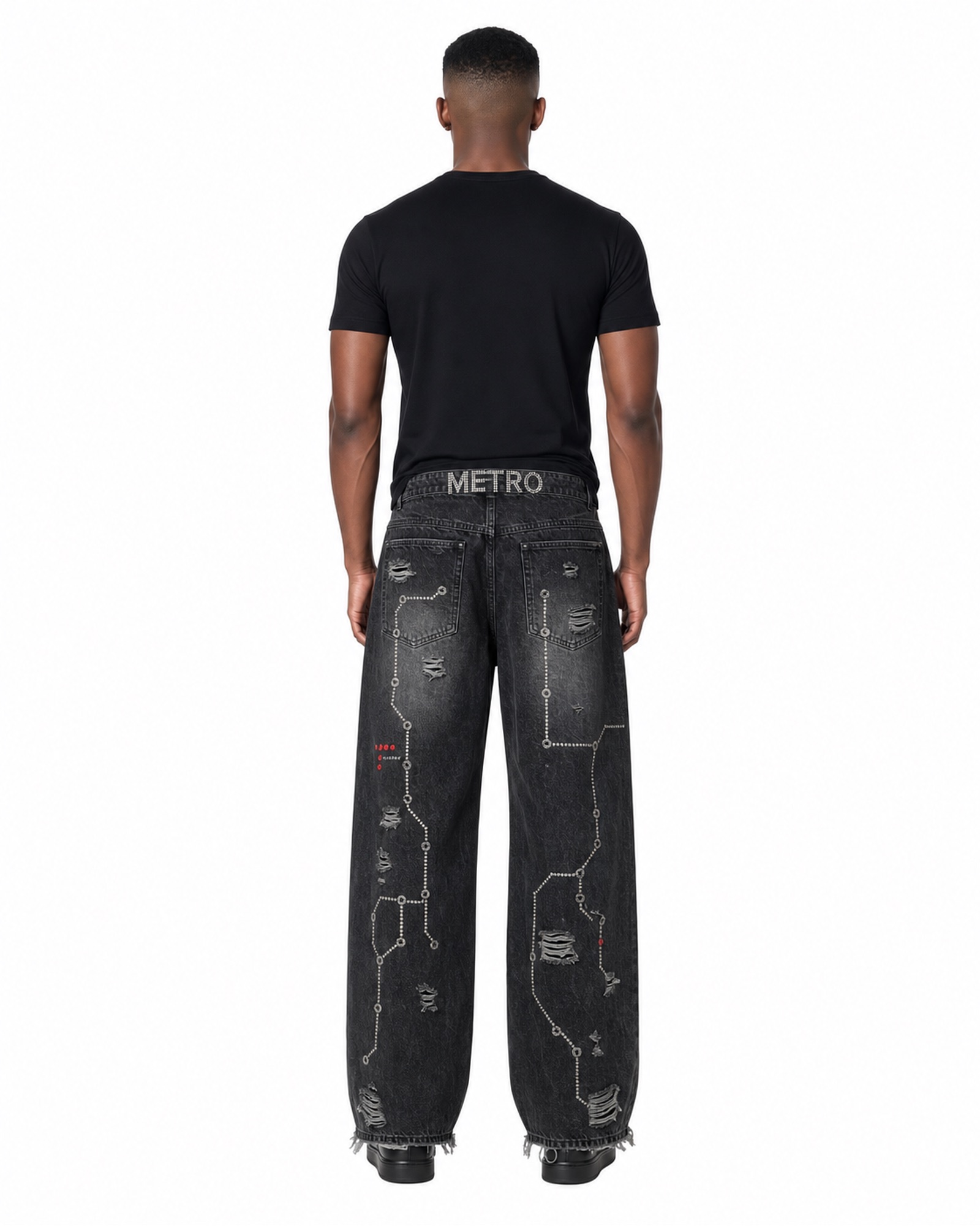 METRO Midnight Gloss Wide Pants back product view on a white background