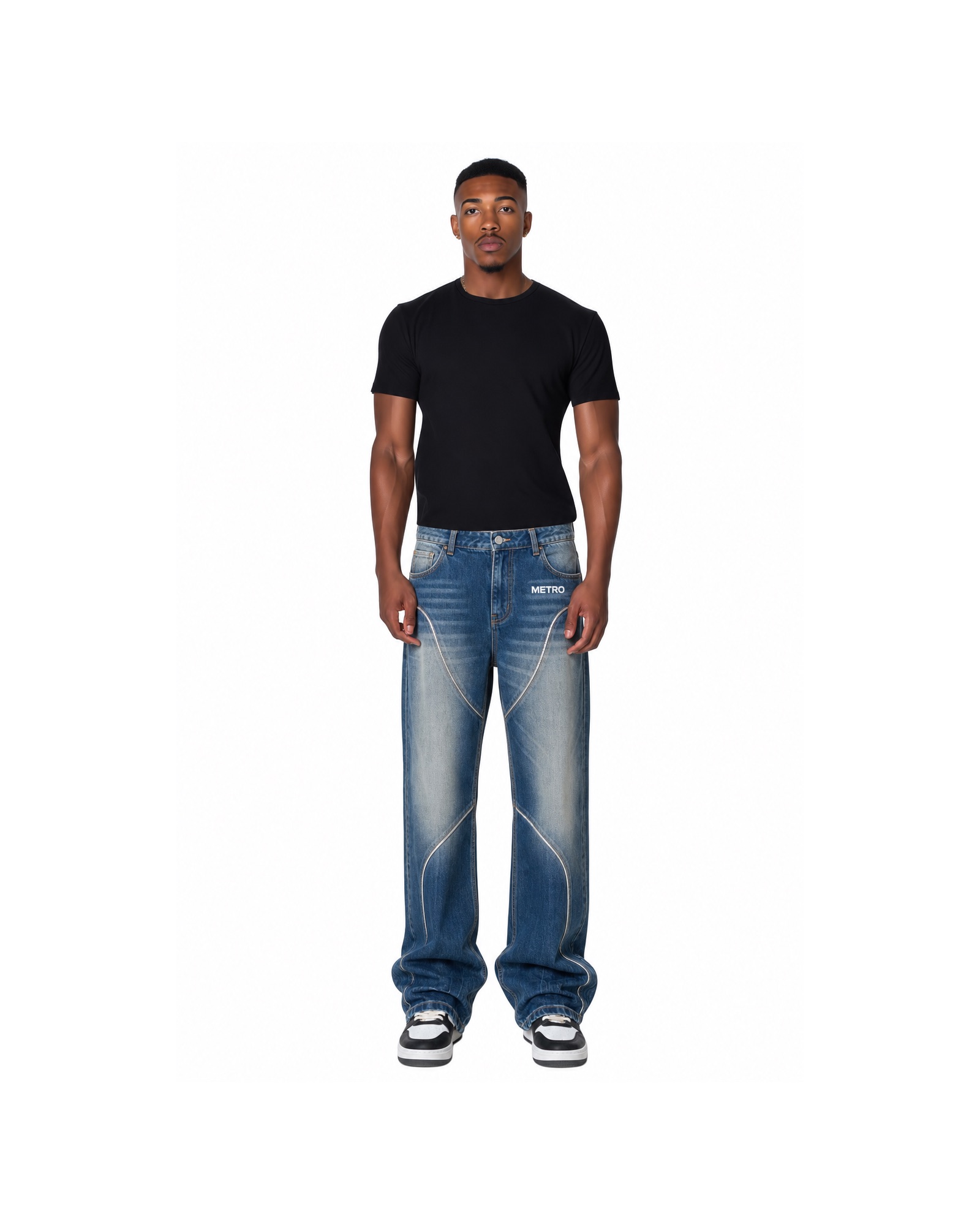 METRO Midwash Rail Jeans front product view on a white background