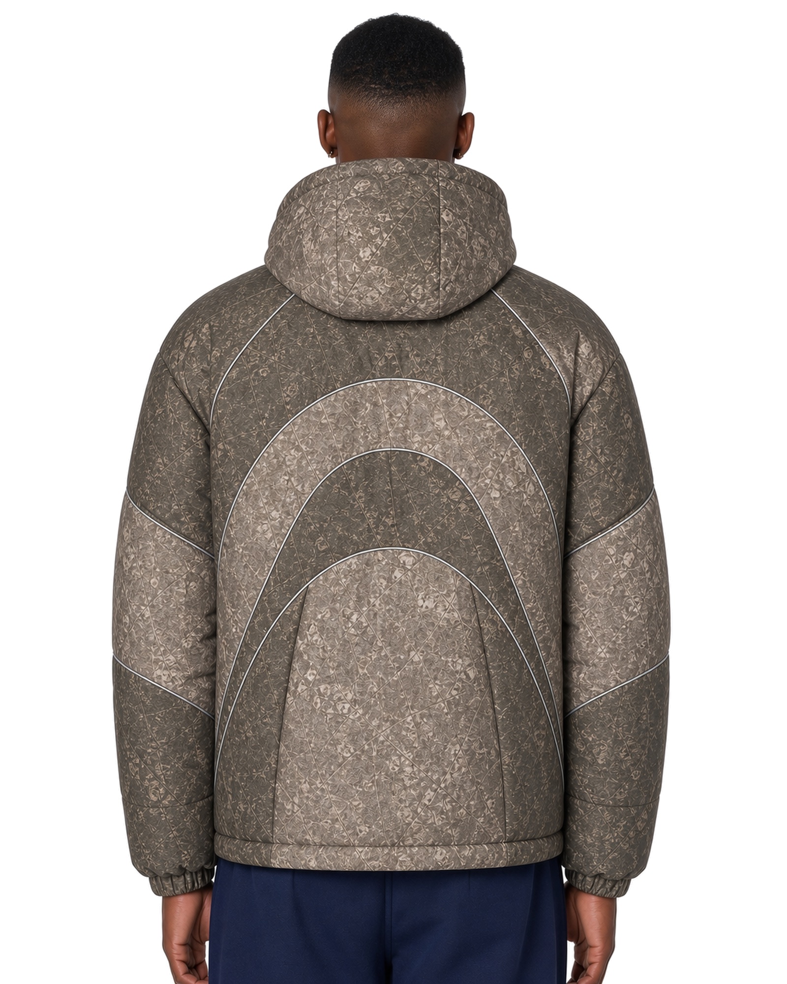 METRO Tunnel Arc Camo Puffer back product view on a white background