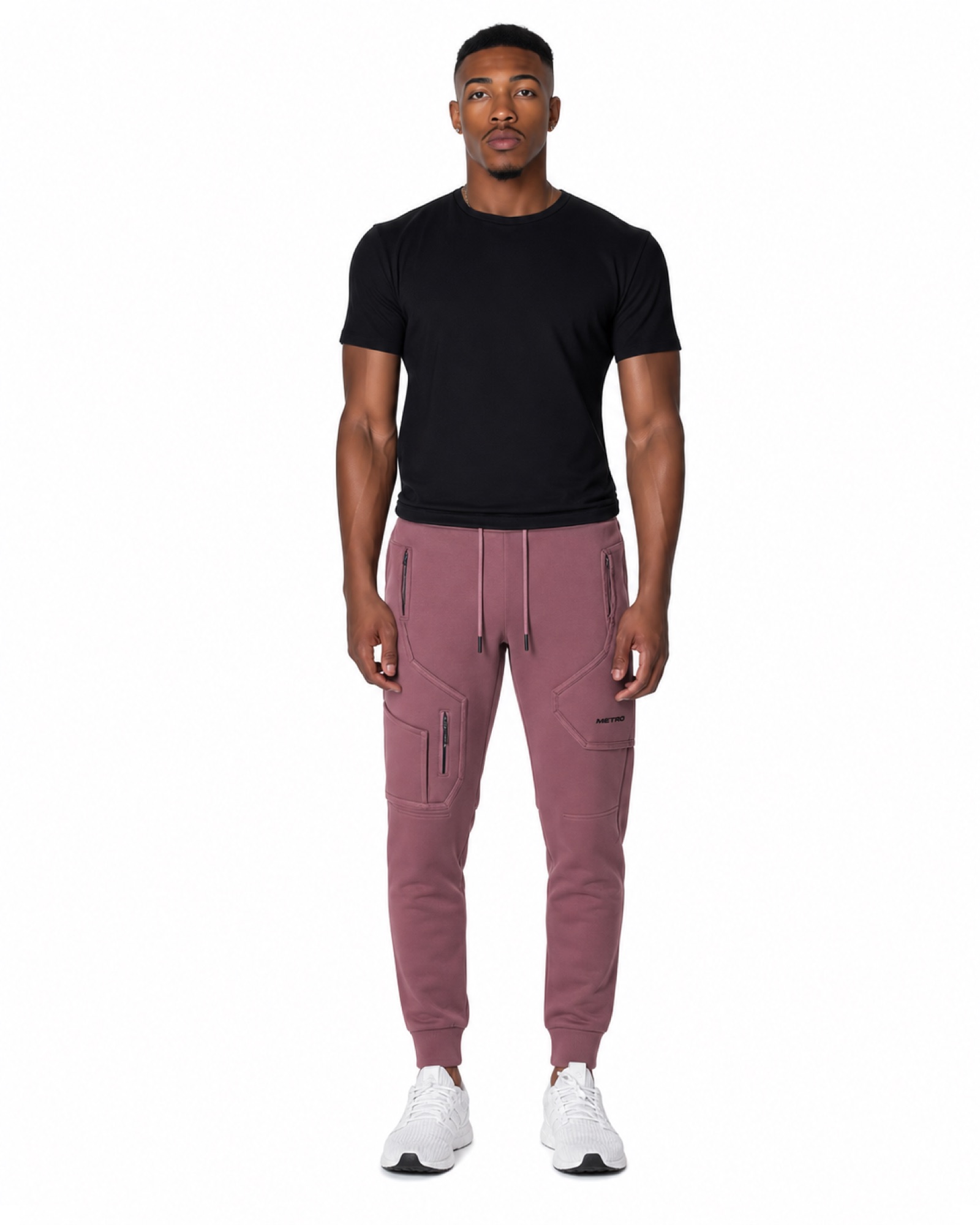 METRO Rose Transfer Cargo Joggers front product view on a white background