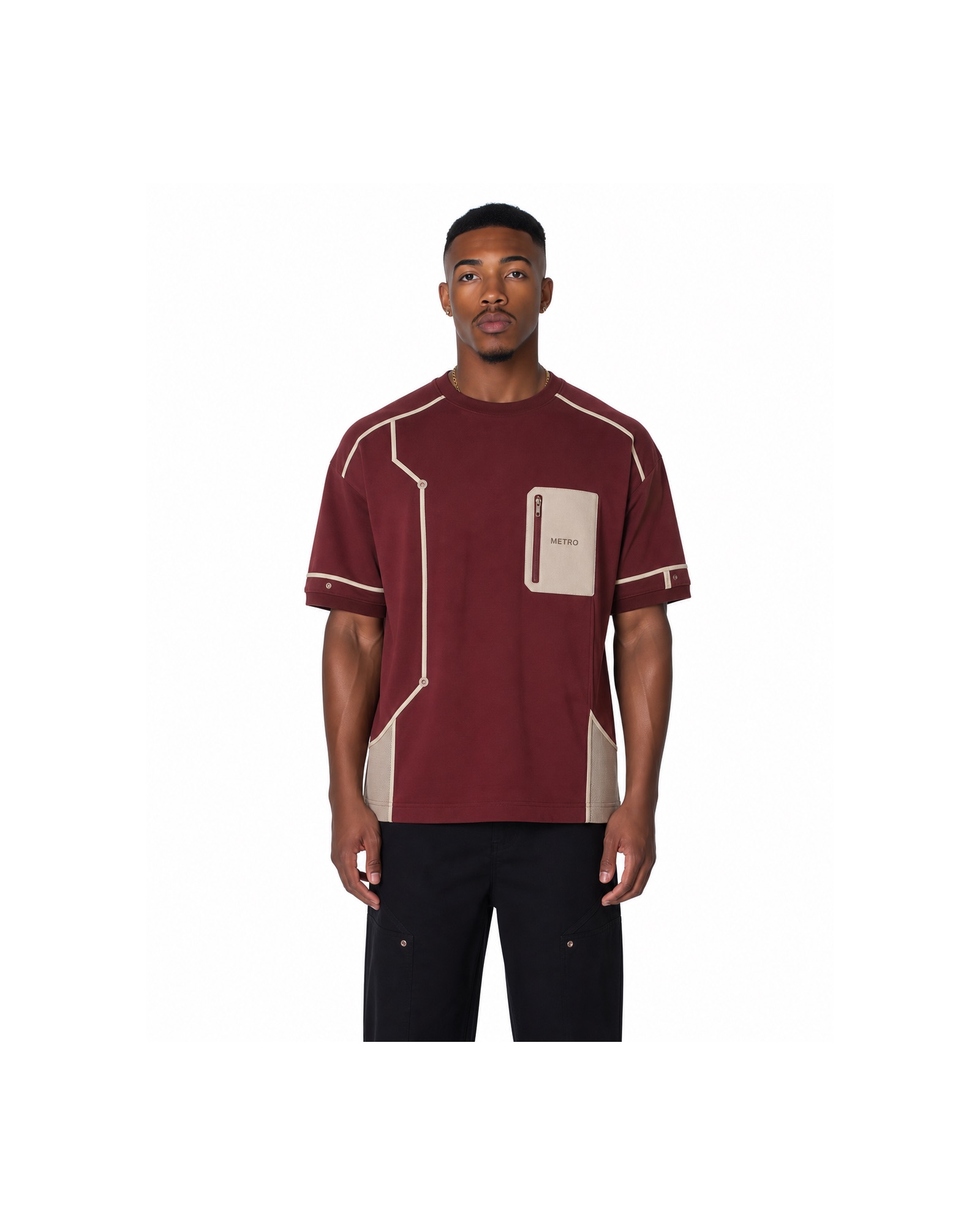 METRO Garnet Route Utility Tee front product view on a white background