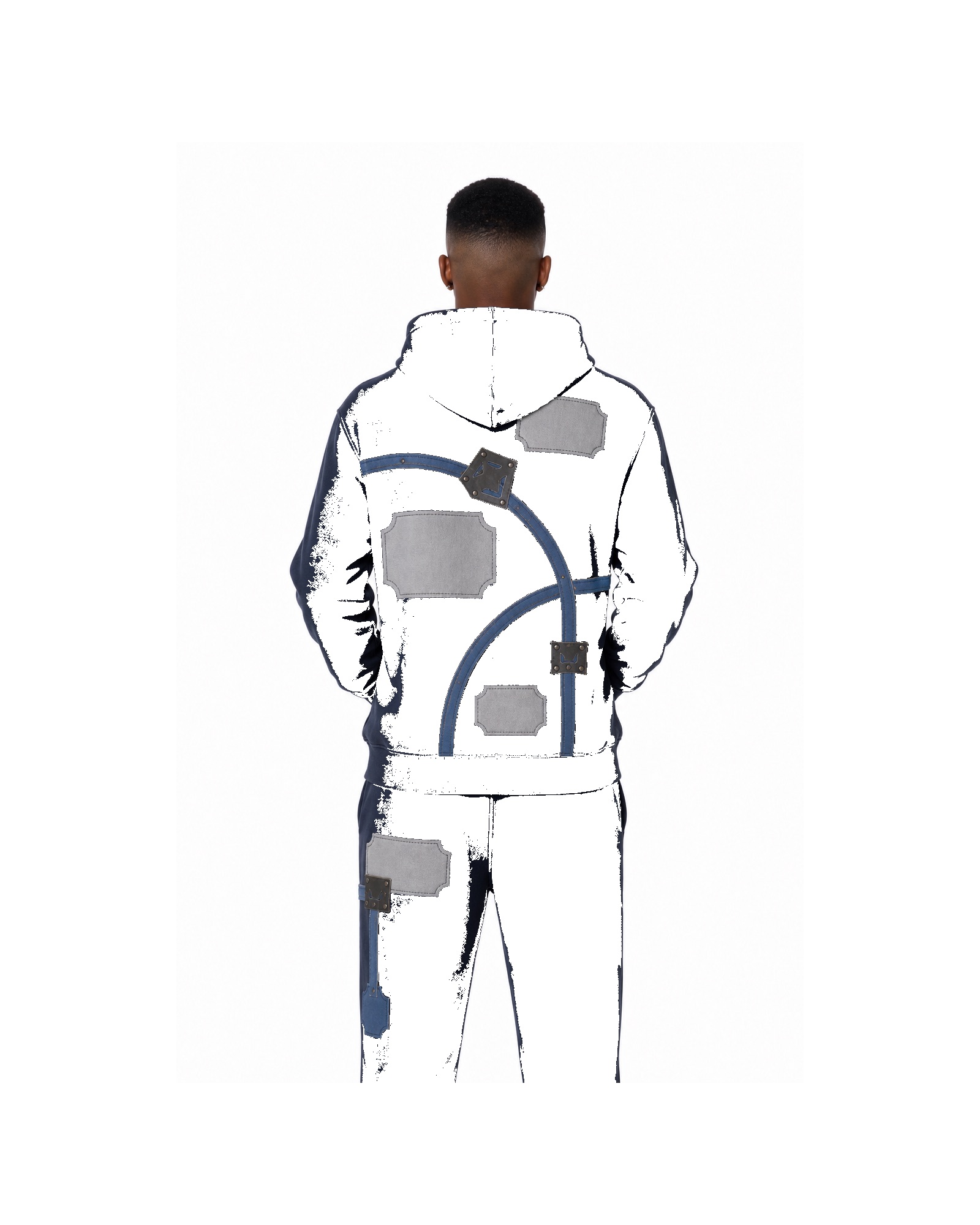 METRO Arctic Fragment Hoodie Set back product view on a white background