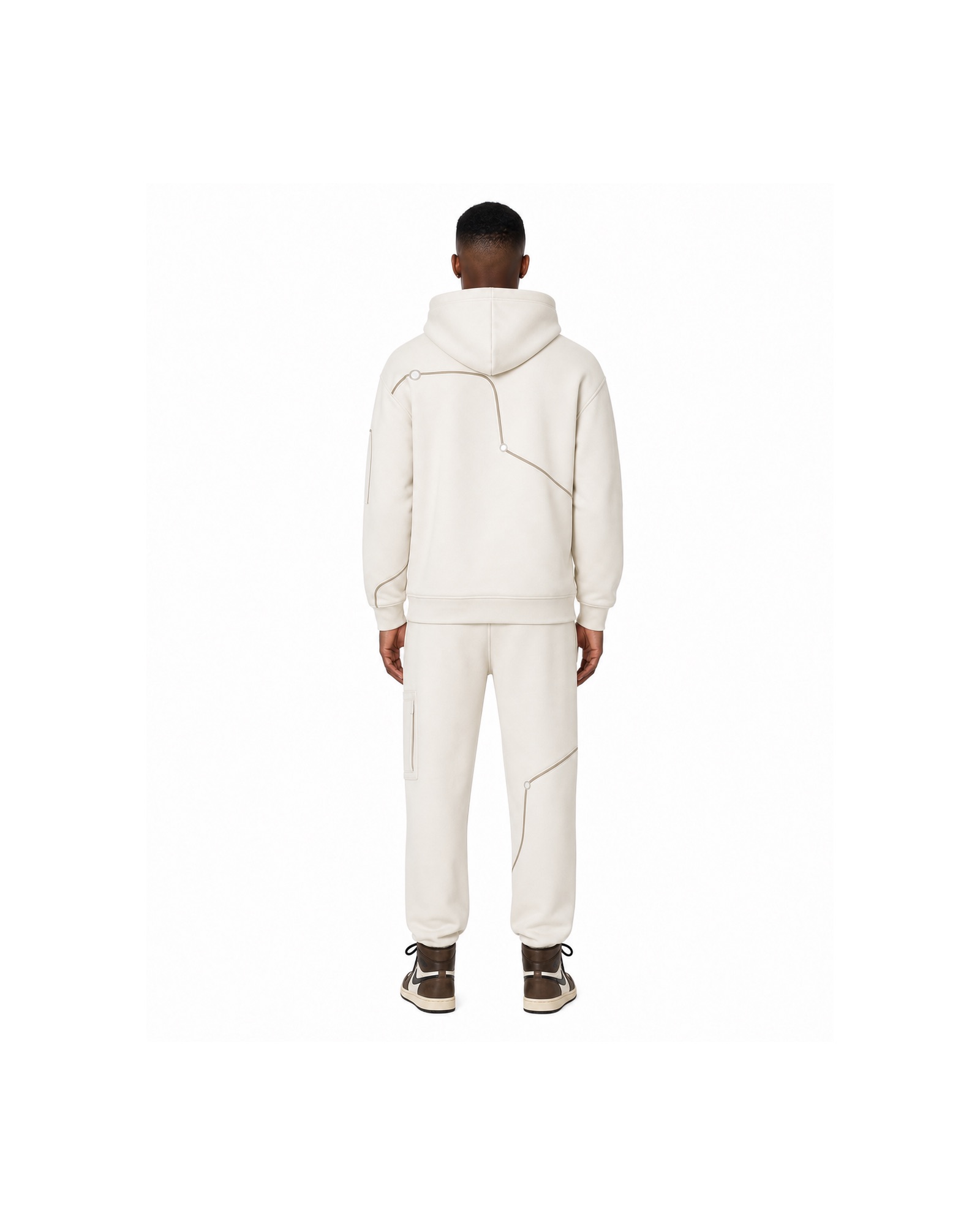 METRO Ivory Platform Hoodie Set back product view on a white background