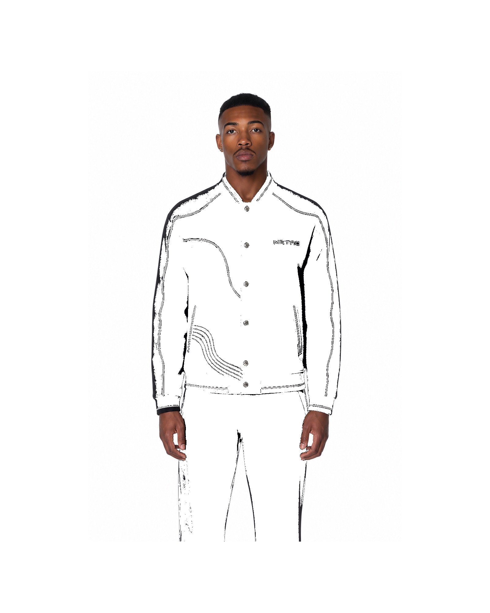 METRO White Blueprint Zip Set front product view on a white background