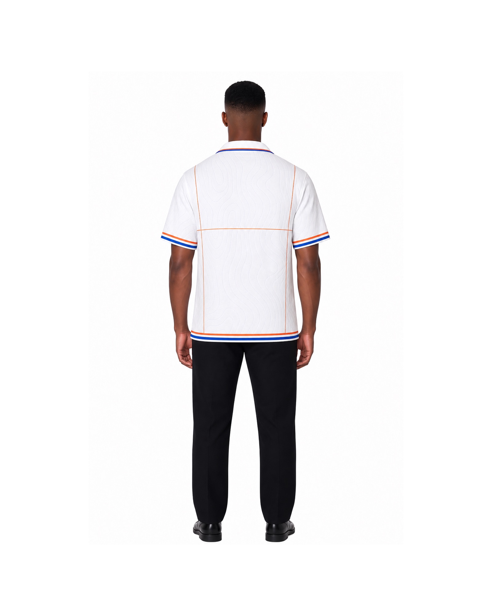METRO White Transfer Baseball Shirt back product view on a white background