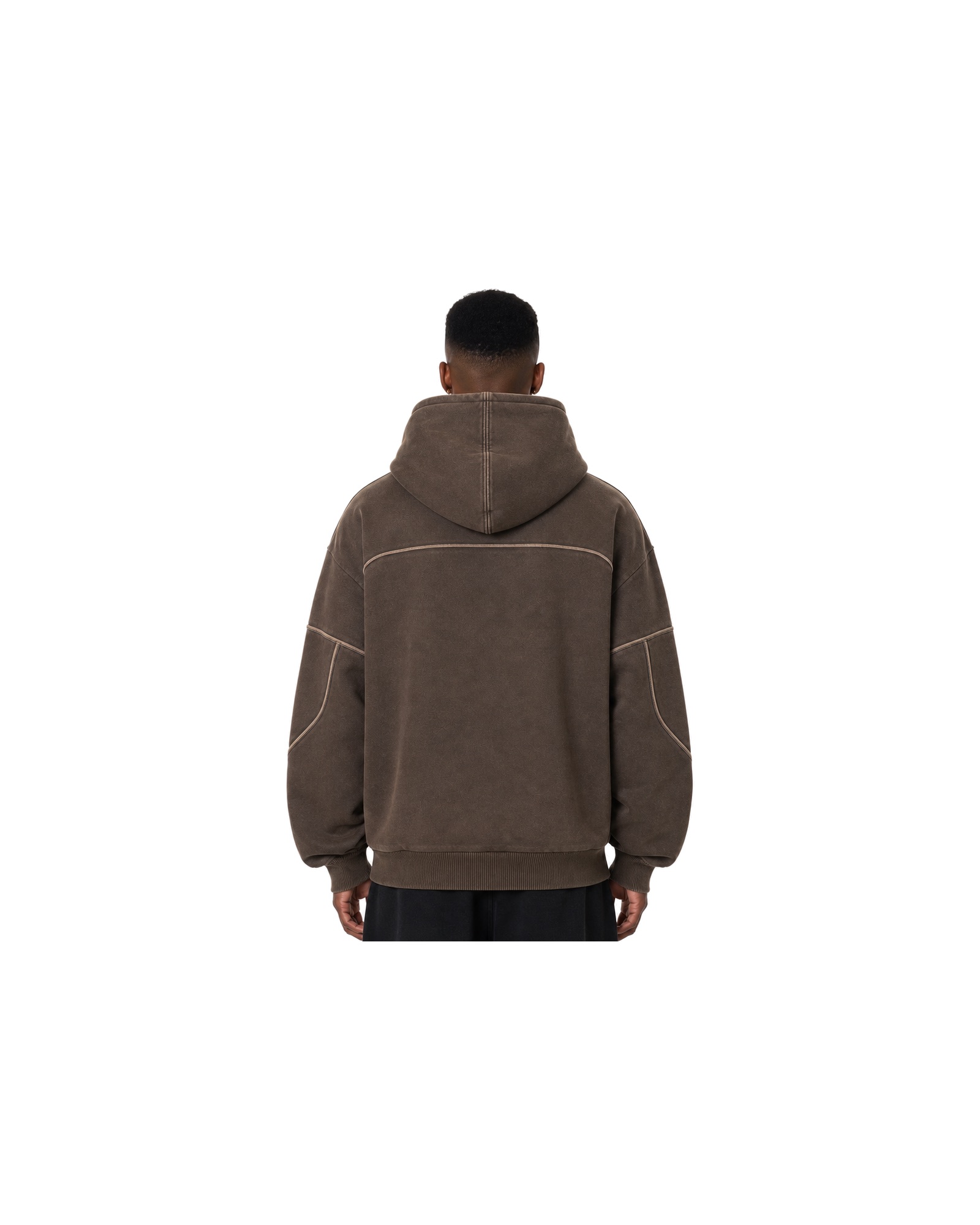 METRO Umber Terminal Zip Hoodie back product view on a white background