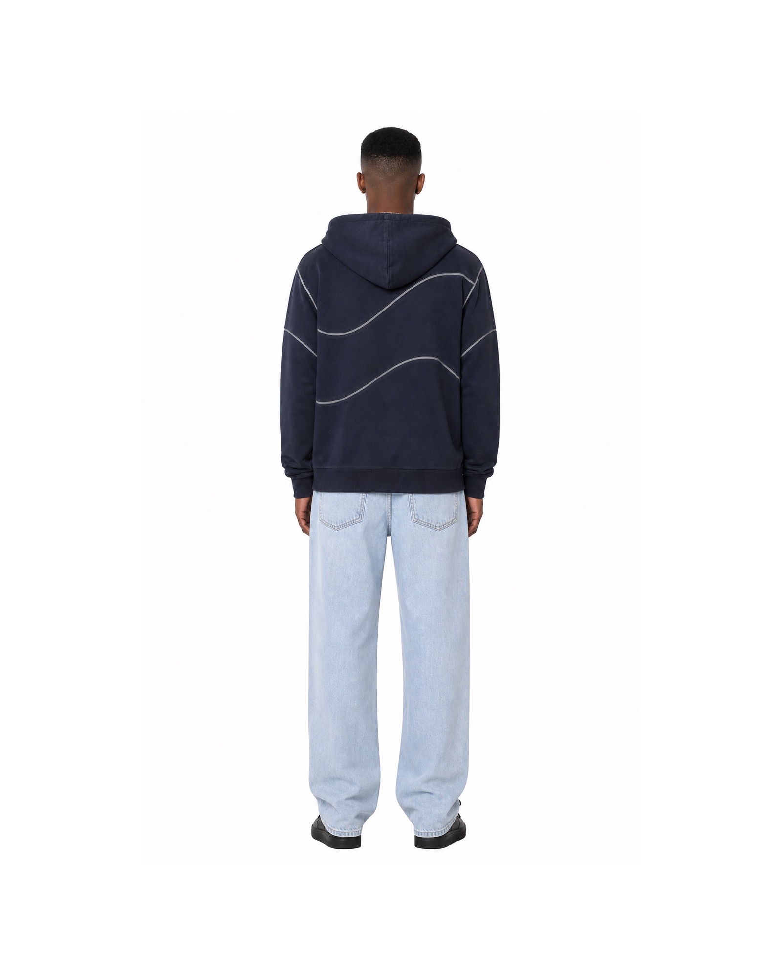 METRO Navy Horizon Zip Jacket back product view on a white background