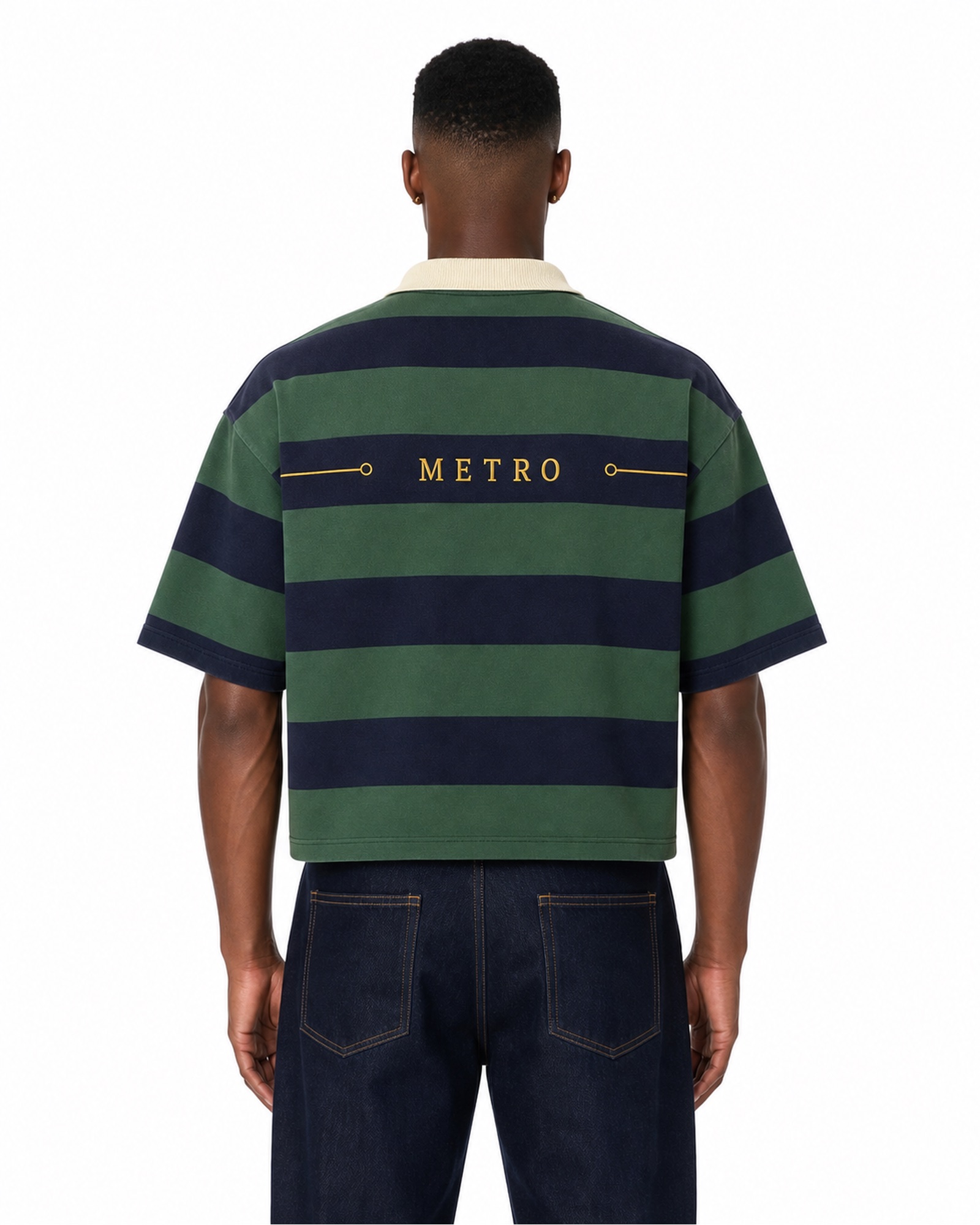 METRO Greenline Rugby Polo back product view on a white background