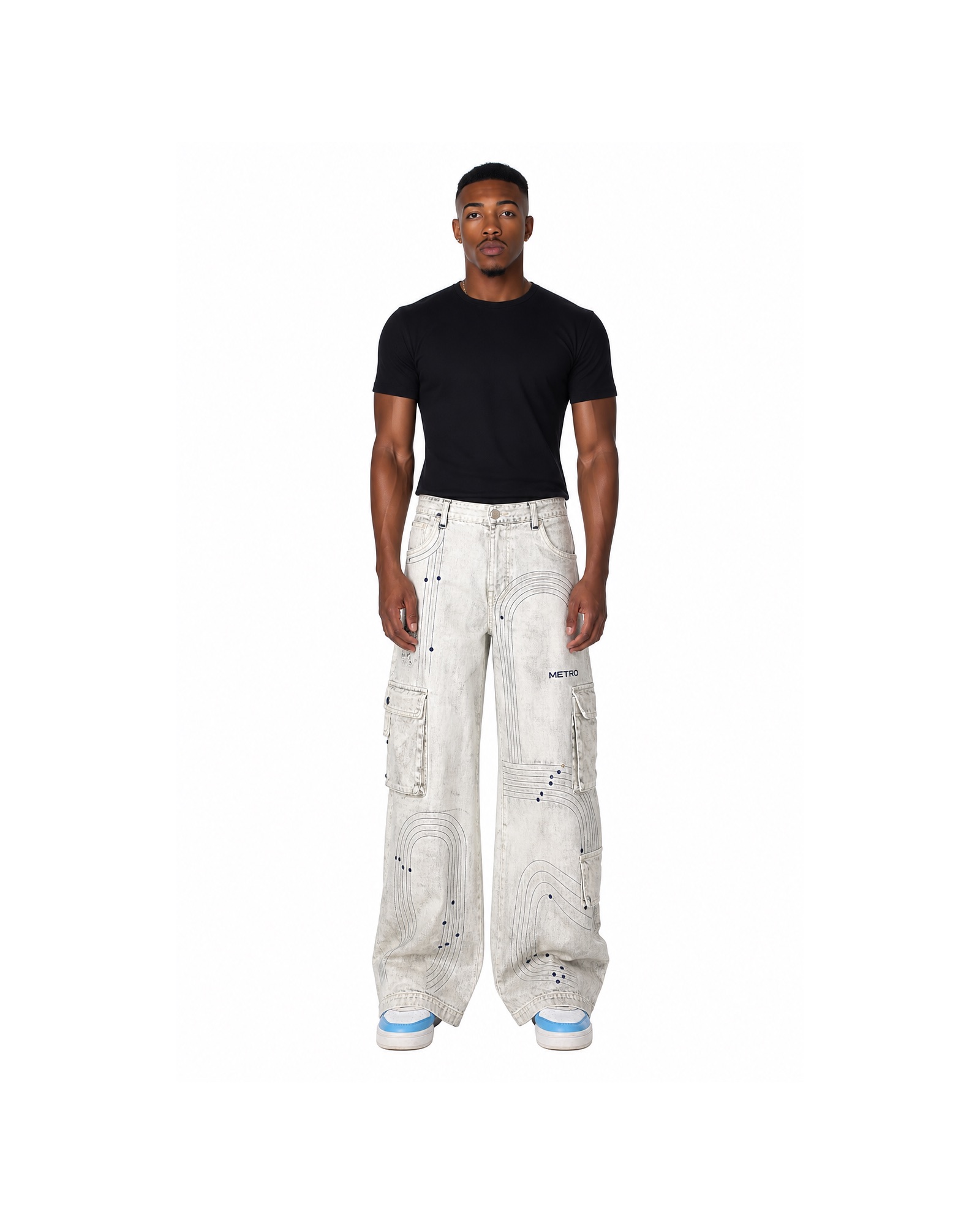 METRO Chalk Spray Cargo Jeans front product view on a white background
