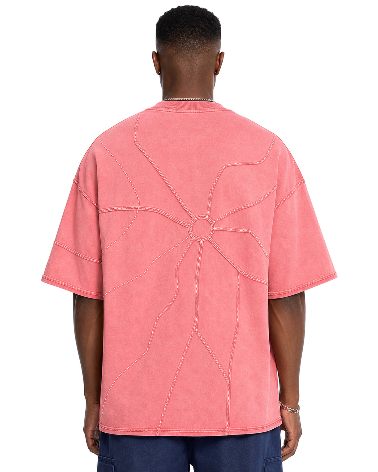 METRO Rose Circuit Oversized Tee back product view on a white background
