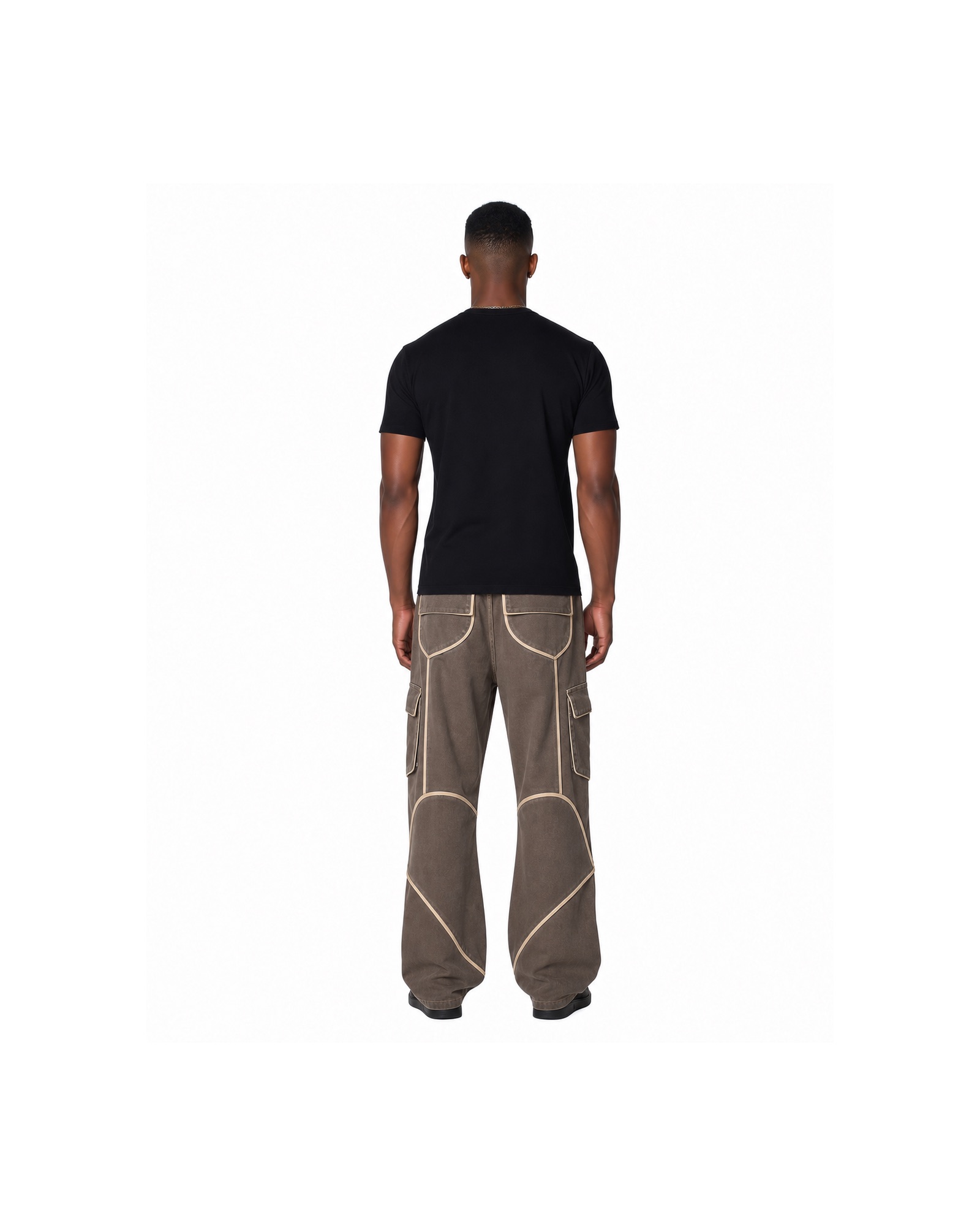 METRO Taupe Interchange Cargo Joggers back product view on a white background
