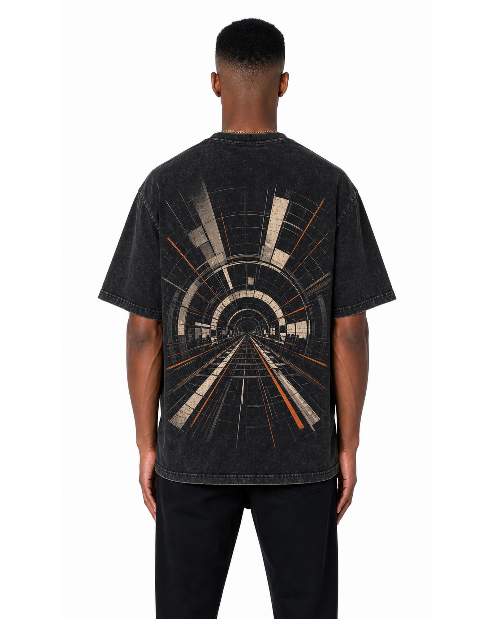 METRO Tunnel Rush Graphic Tee back product view on a white background