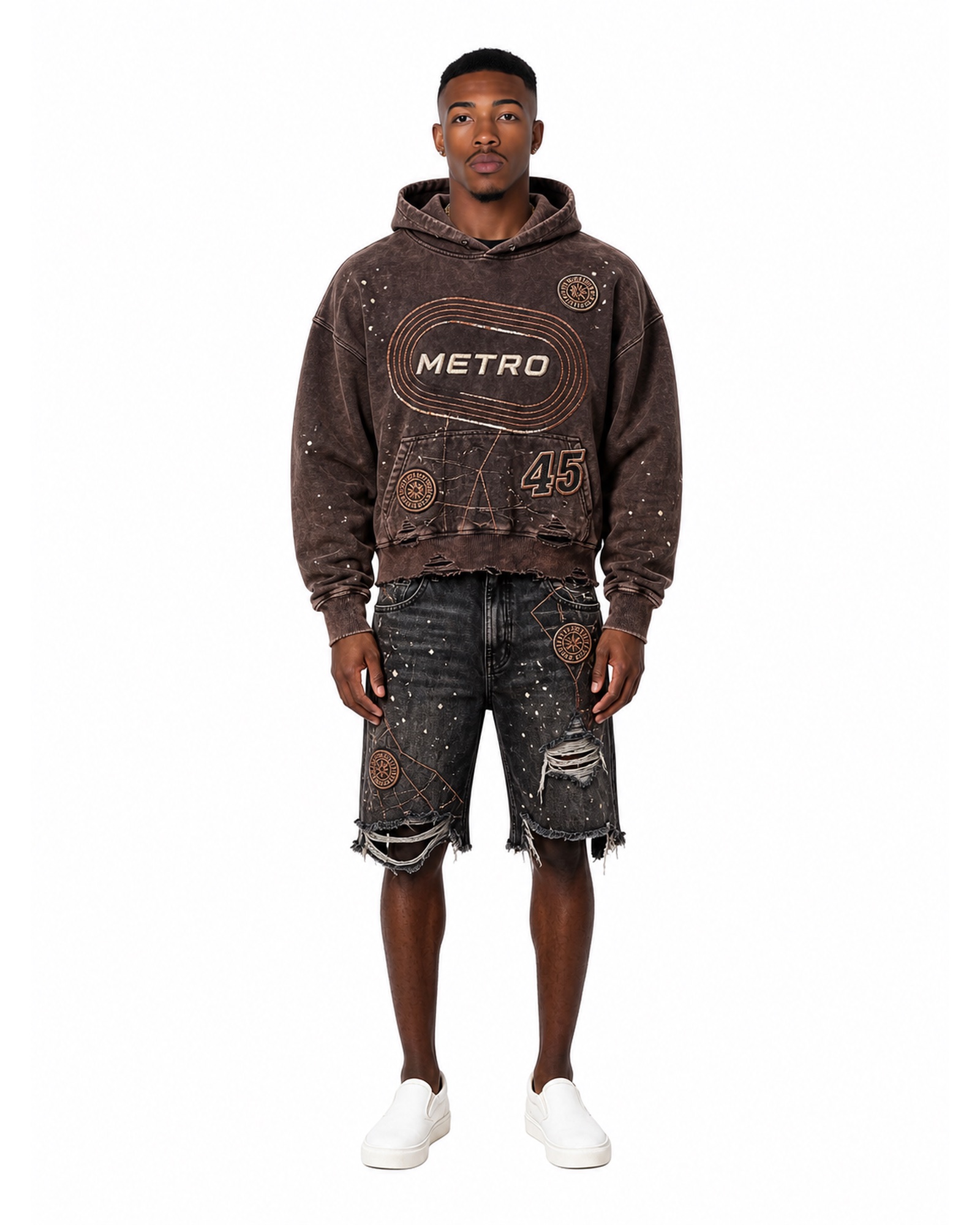 METRO Cocoa Wash Shorts Set front product view on a white background
