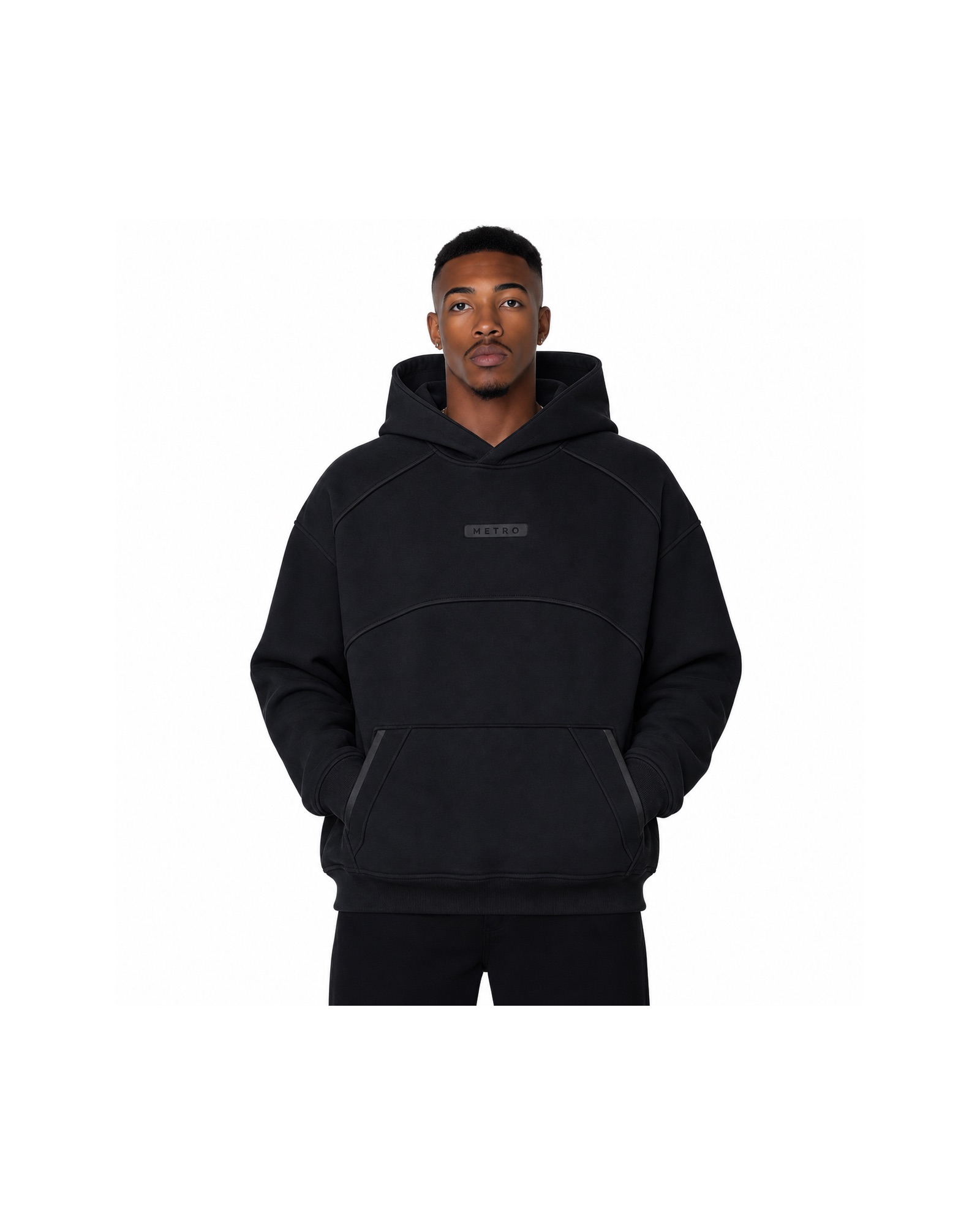 METRO Blackout Terminal Hoodie front product view on a white background