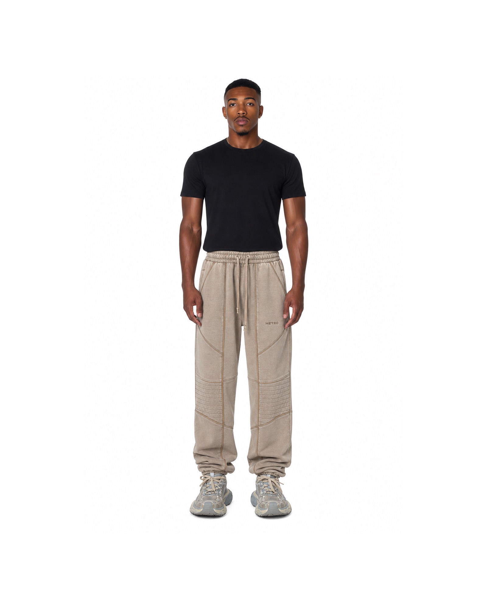 METRO Taupe Concourse Joggers front product view on a white background
