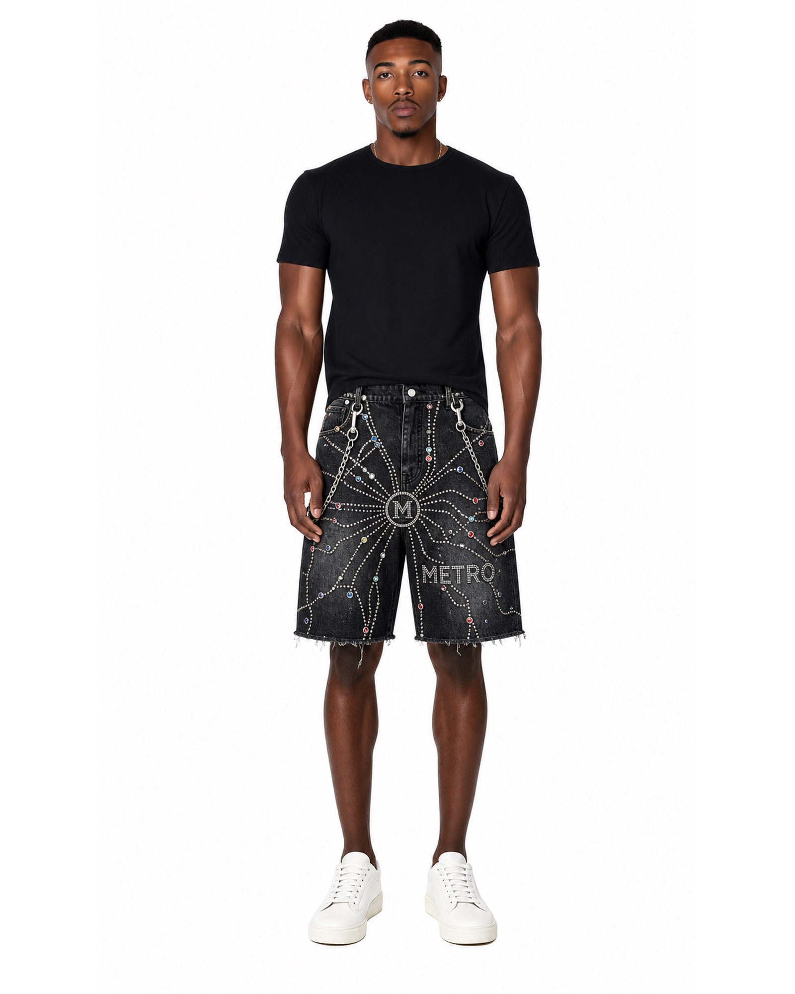 METRO Black Prism Shorts Set front product view on a white background