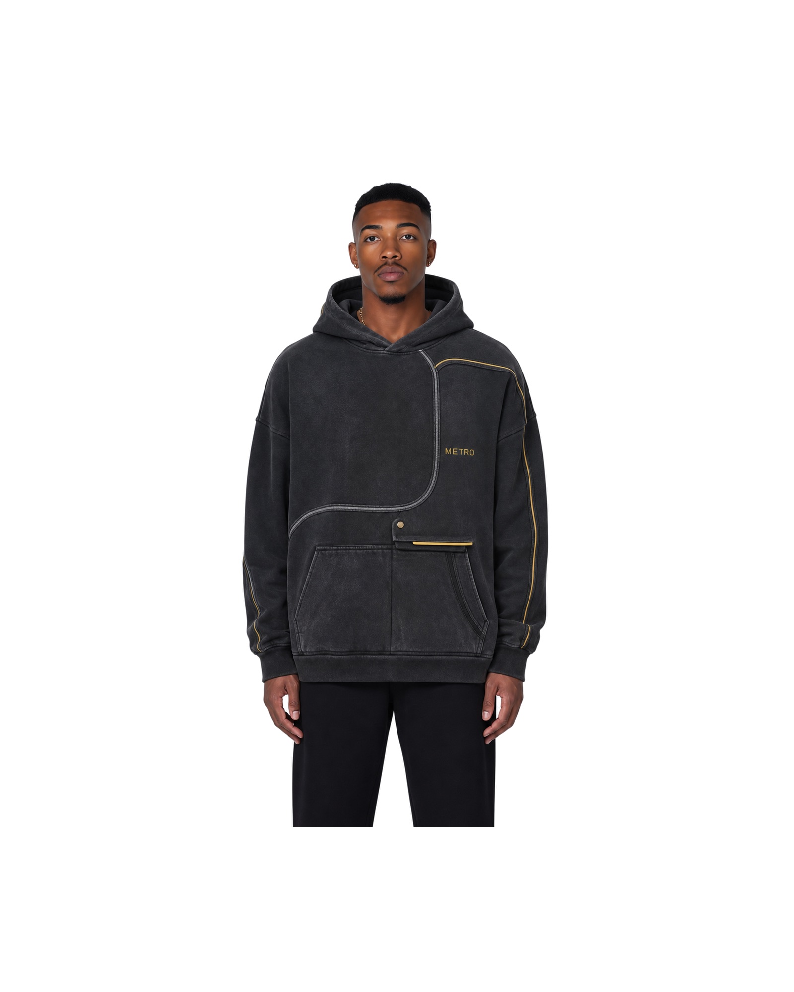 METRO Midnight Compass Hoodie front product view on a white background