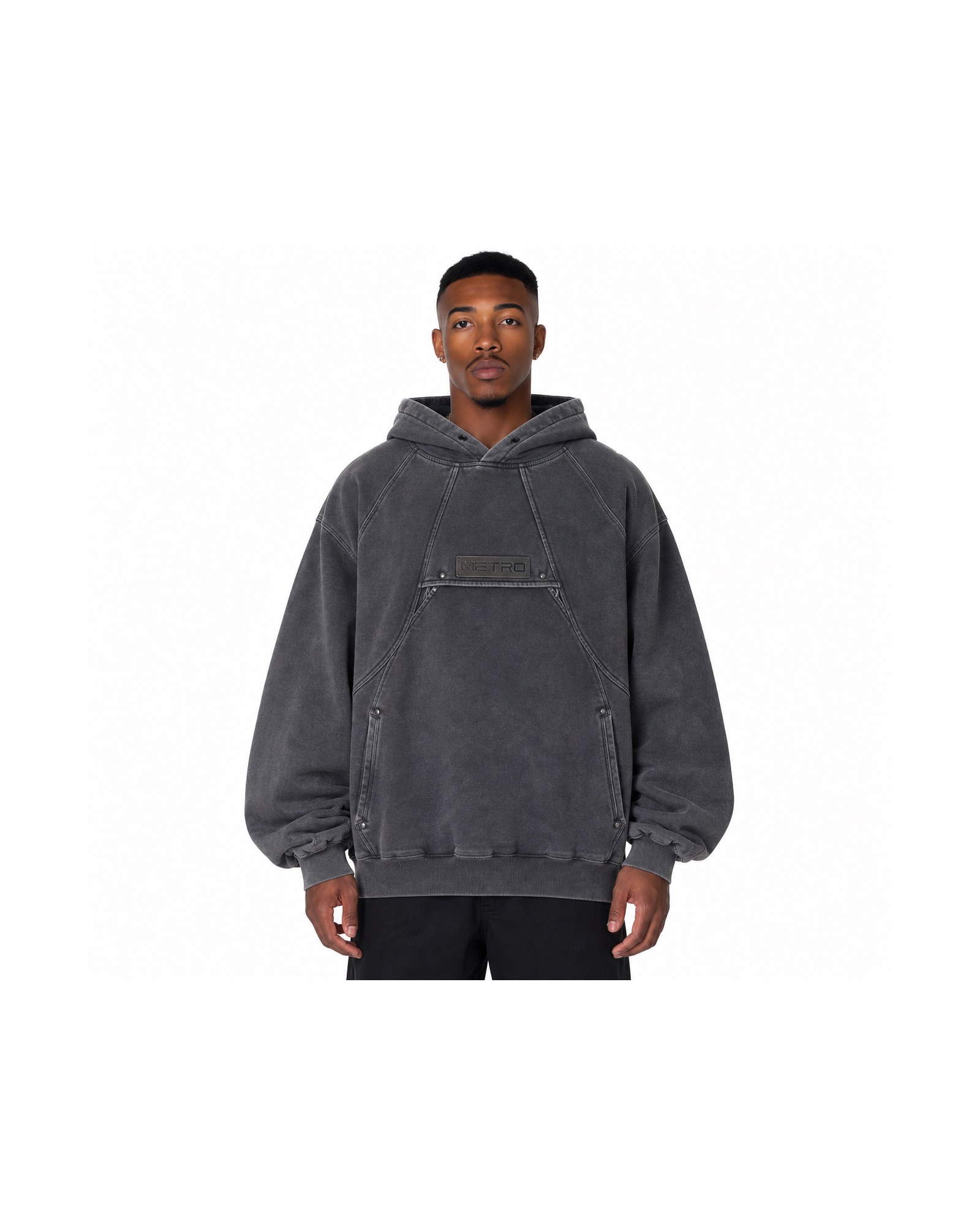 METRO Ash Tunnel Hoodie front product view on a white background