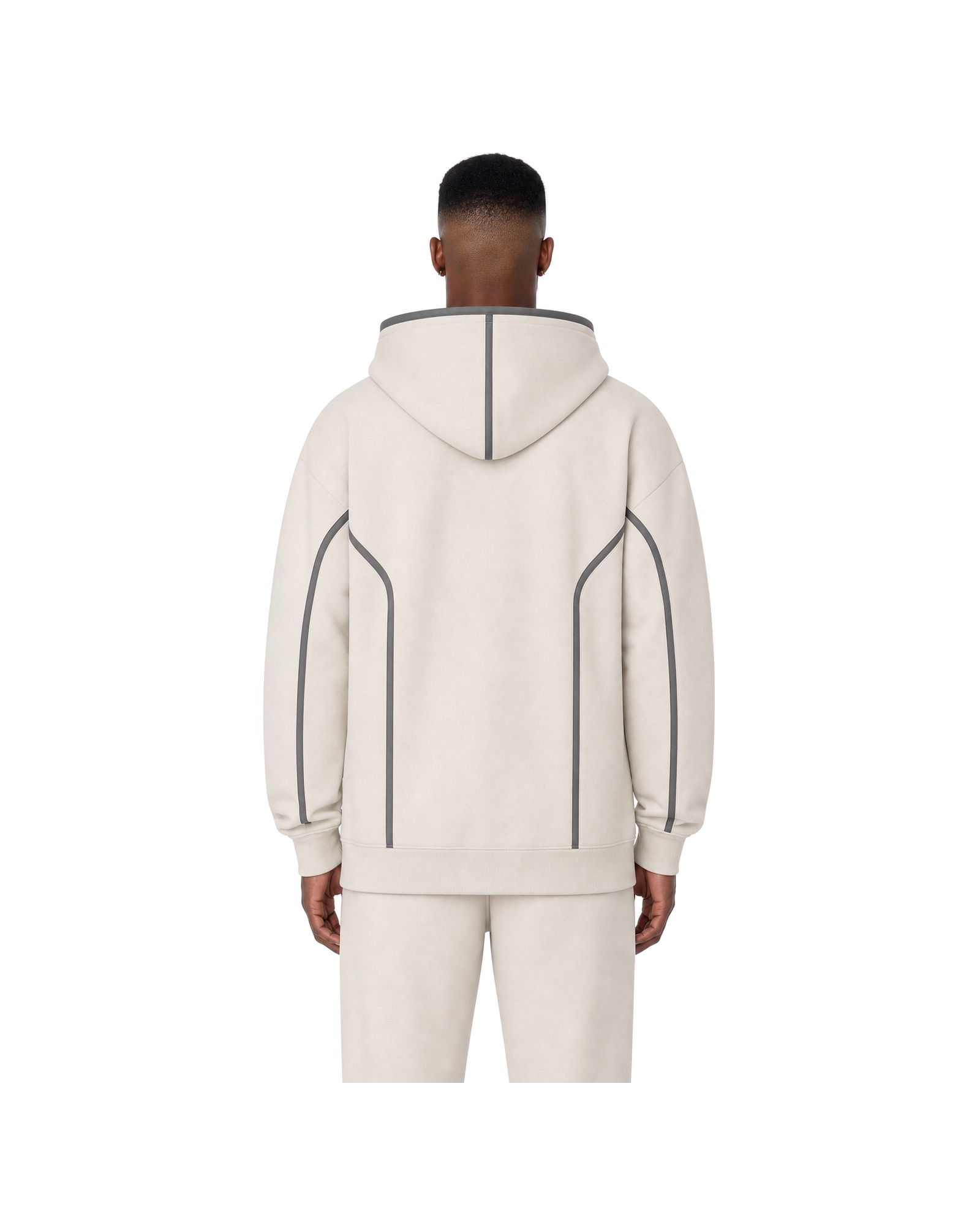 METRO Ivory Switchback Hoodie back product view on a white background