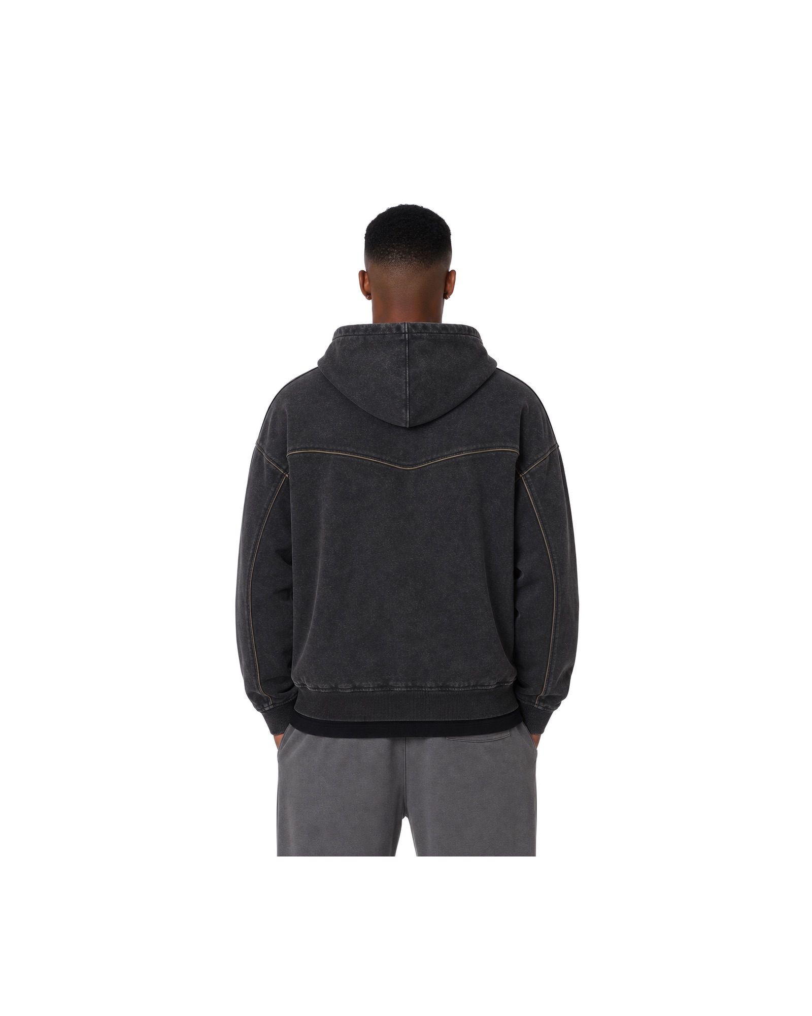 METRO Asphalt Route Zip Hoodie back product view on a white background