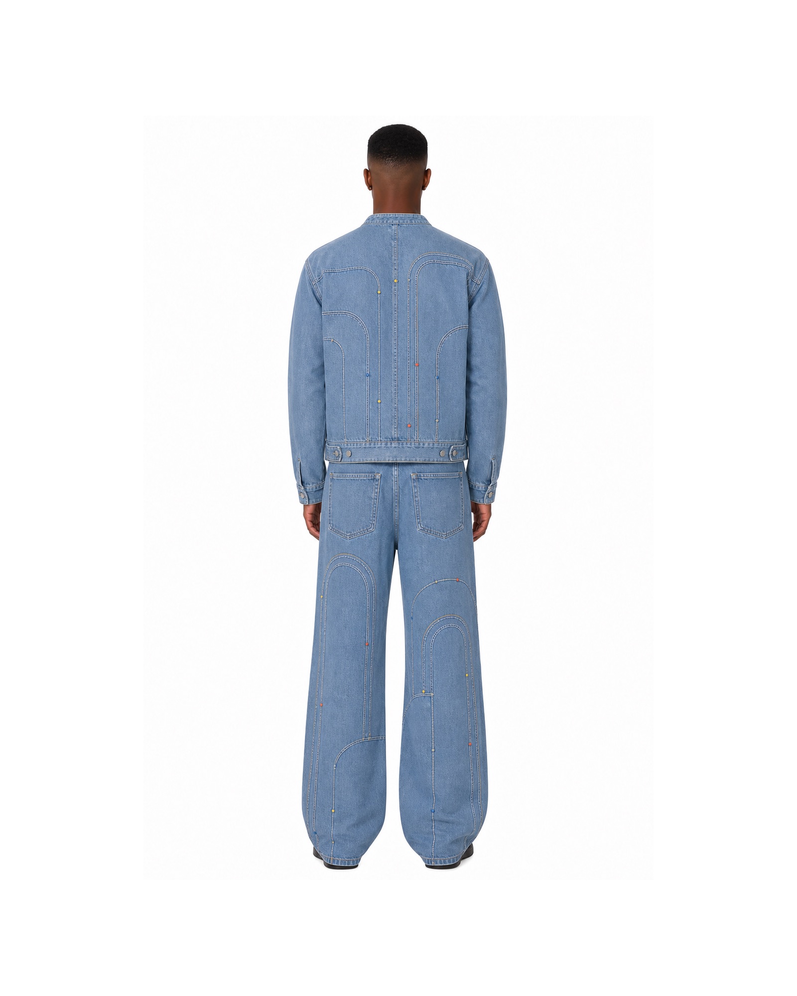 METRO Blue Concourse Denim Set back product view on a white background