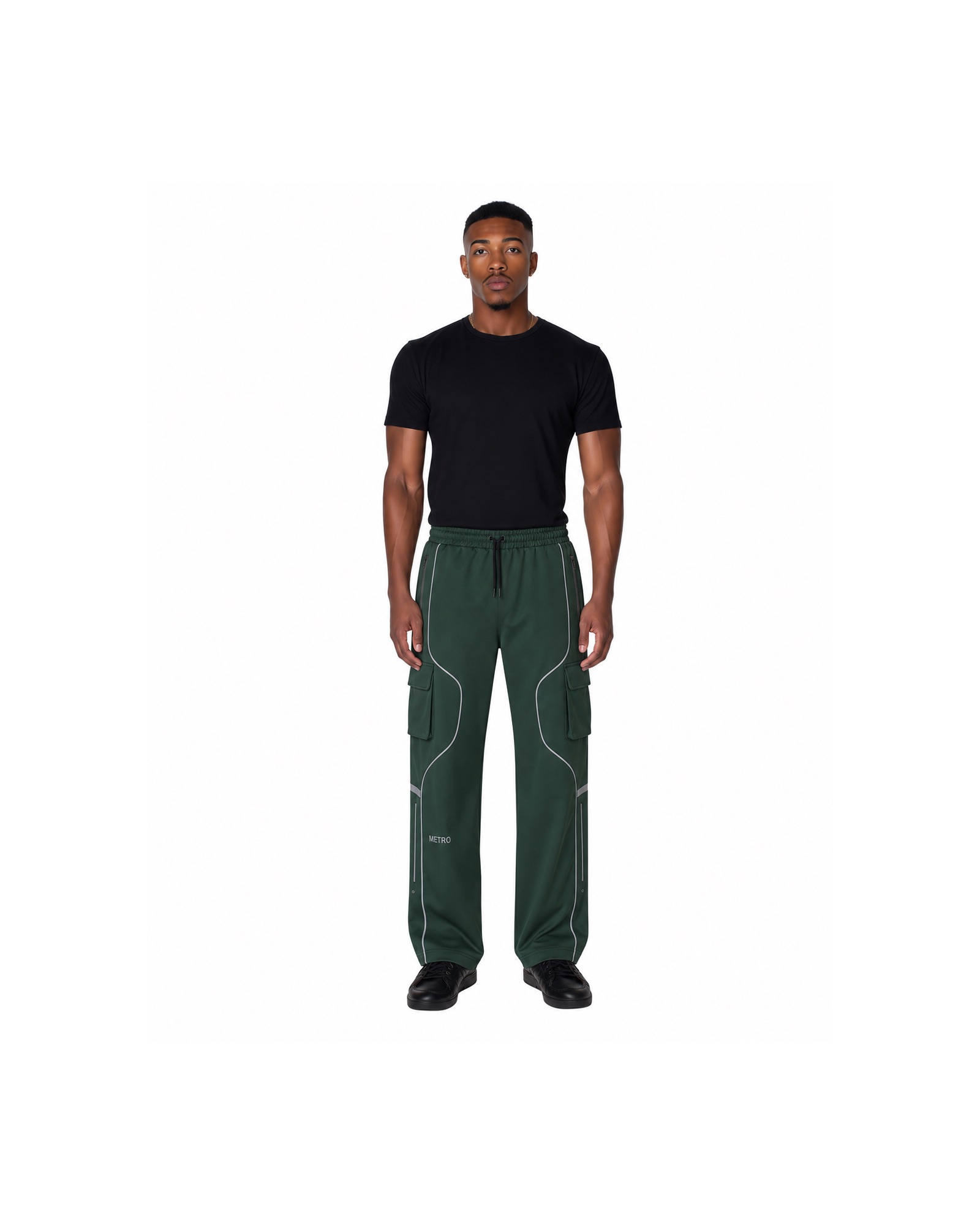 METRO Green Signal Track Pants front product view on a white background