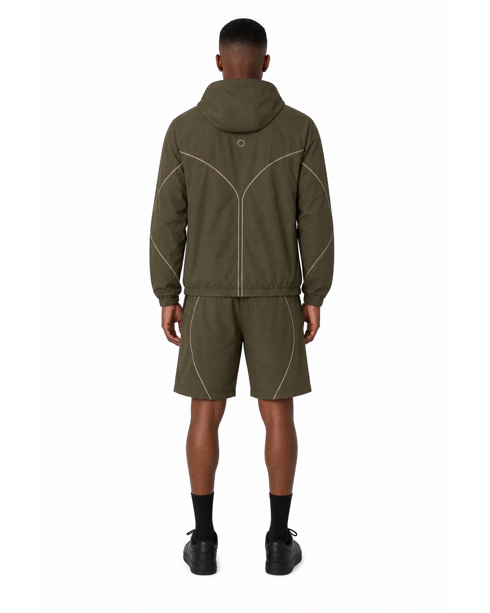 METRO Olive Arc Windbreaker Set back product view on a white background