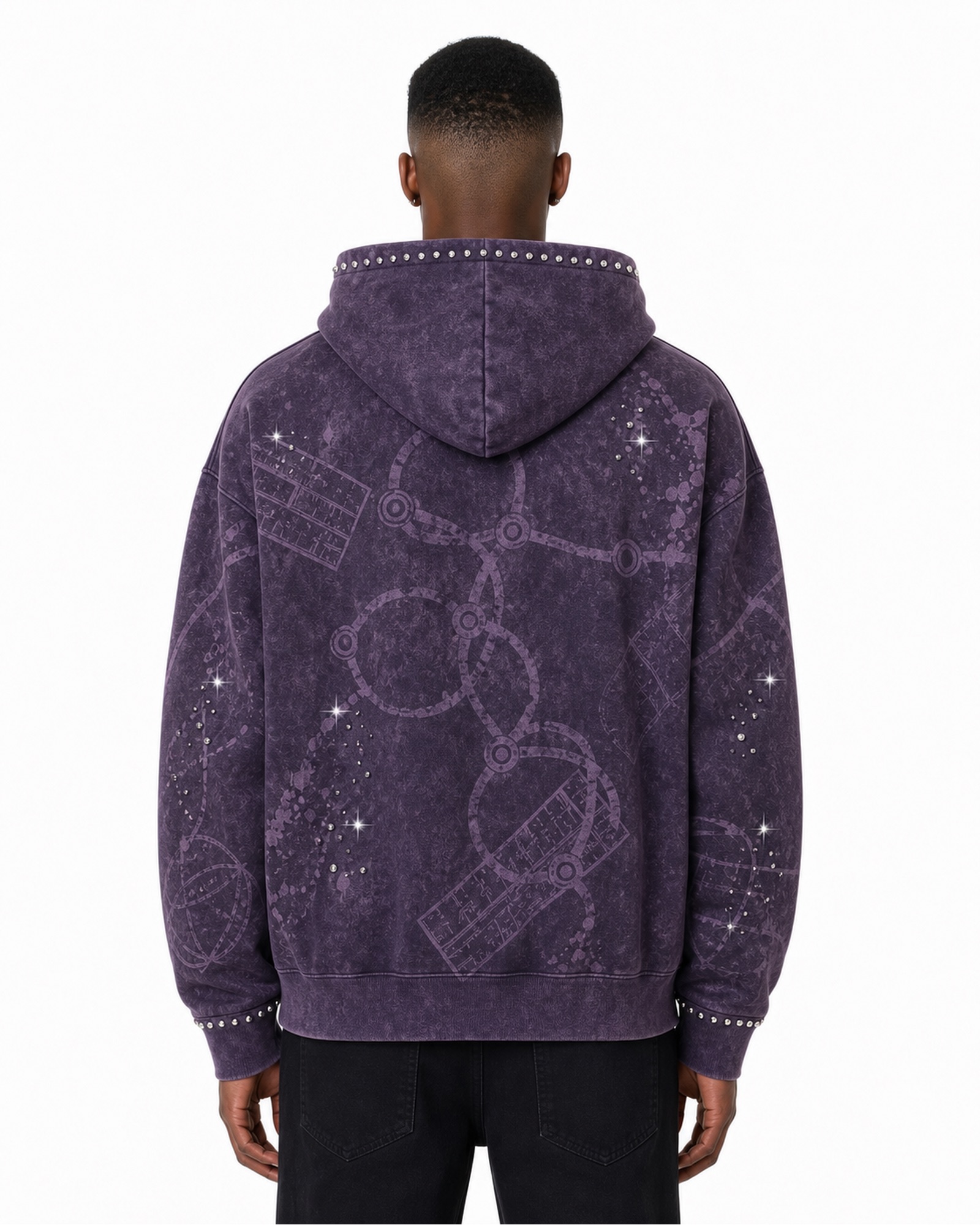 METRO Violet Echo Zip Hoodie back product view on a white background